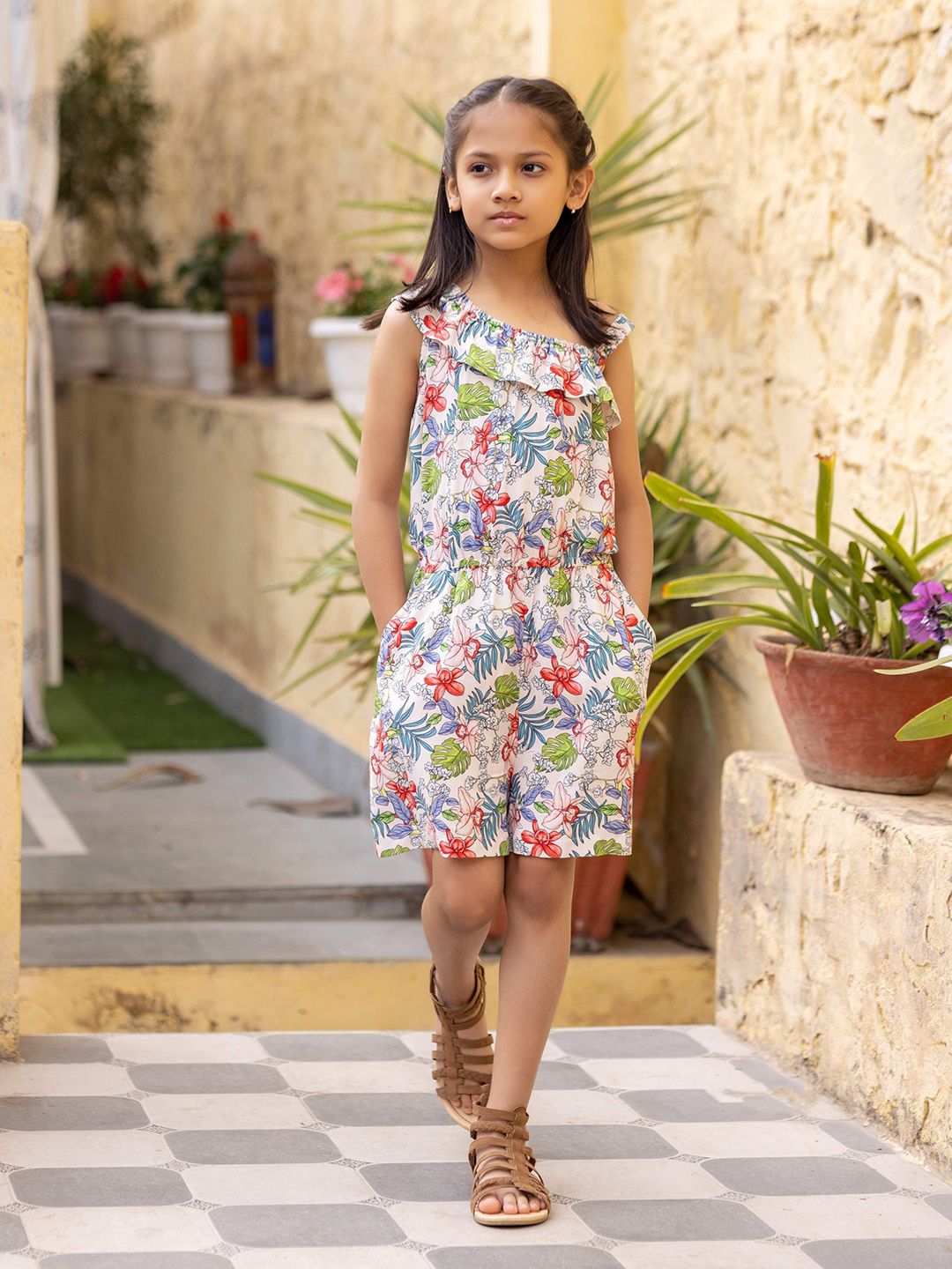 Sangria Girls Floral Printed Drop Shoulder Playsuit-picture-26