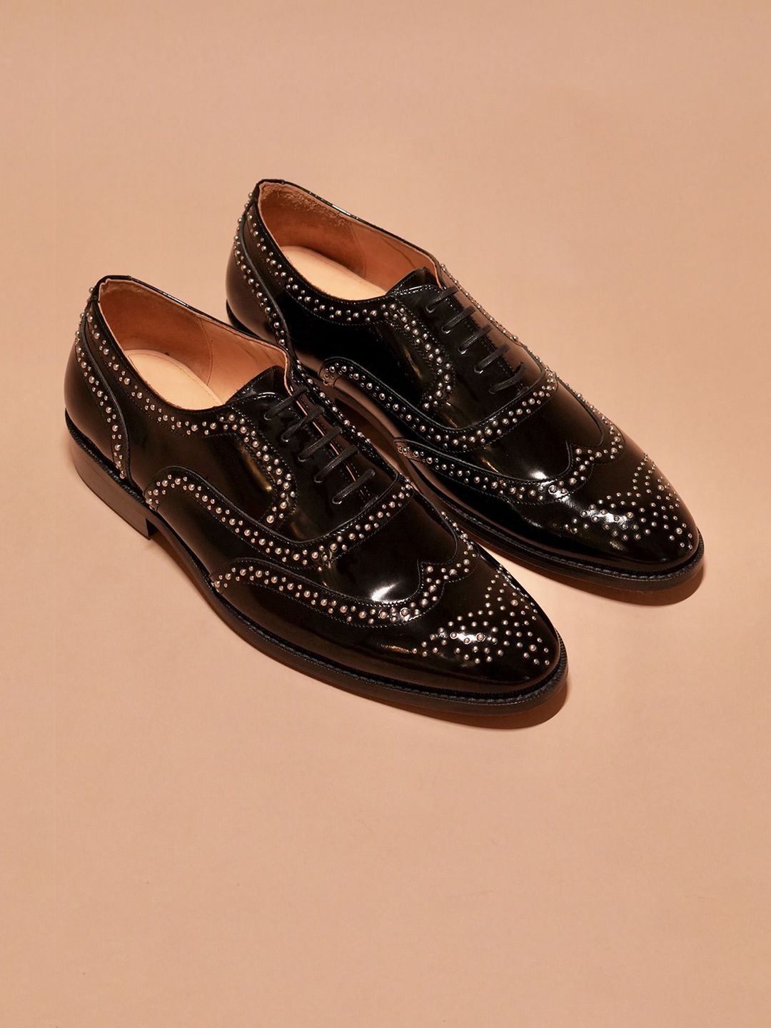 dmodot Men Textured Leather Formal Oxfords-image-9