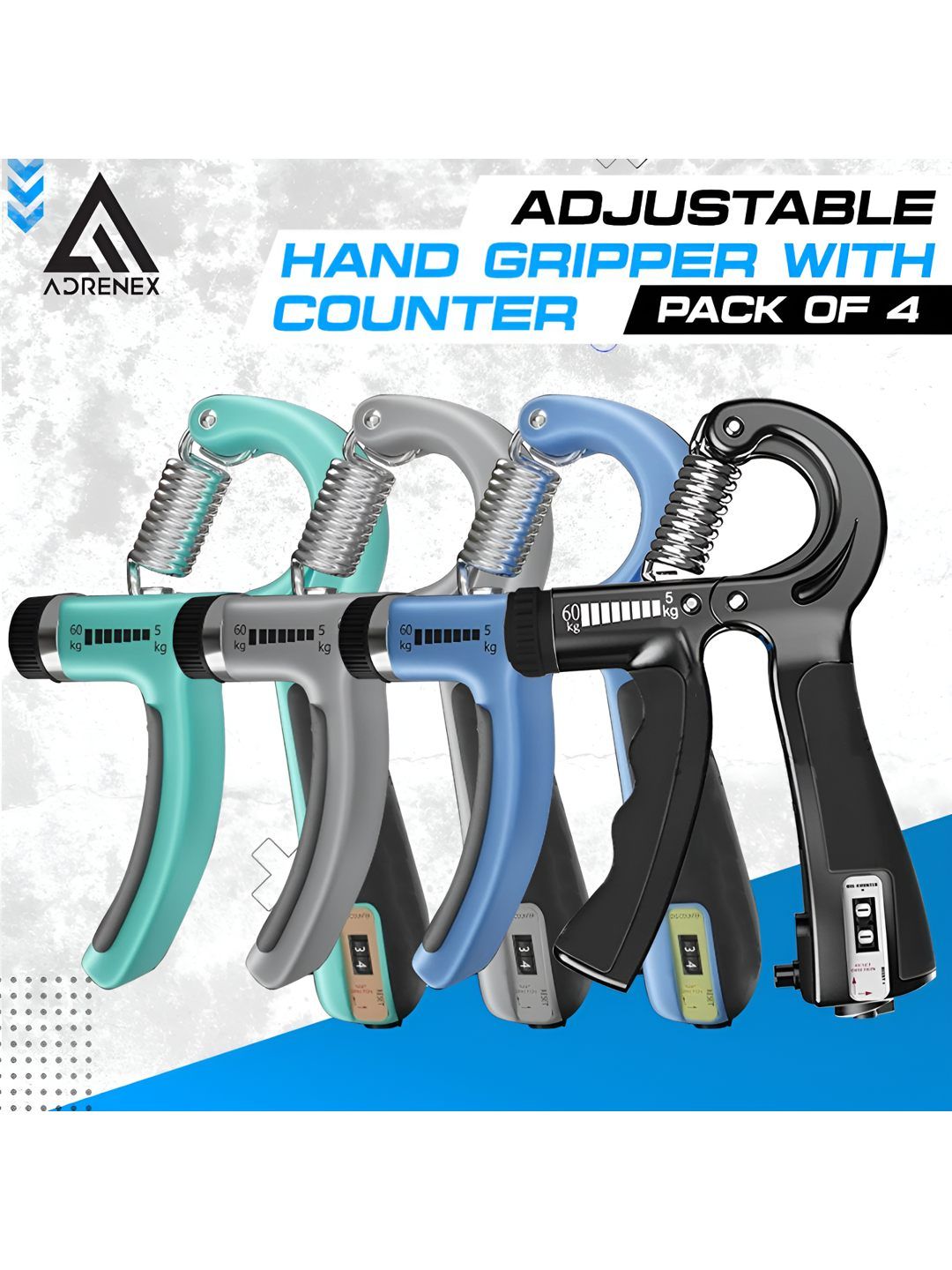 ADRENEX Set Of 4 Hand Gripper With Counter-picture-17