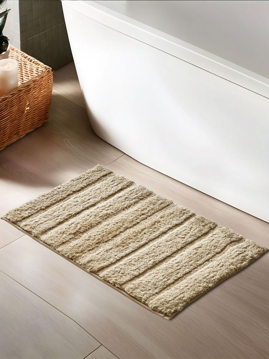 Home Centre Beige Textured 1850 GSM Anti-Slip Bath Rug-image-37
