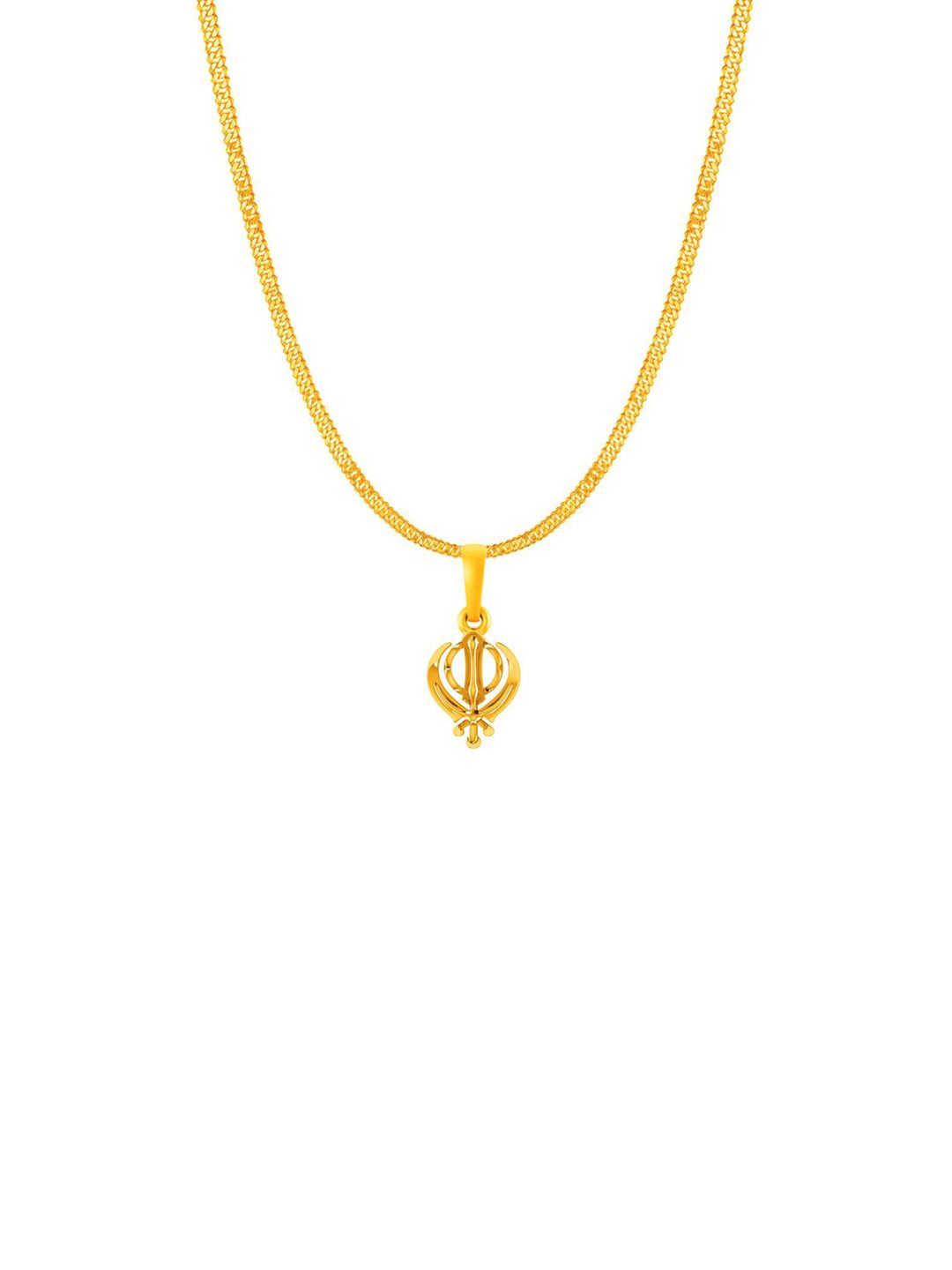 AKSHAT SAPPHIRE Men 925 Silver 22KT Gold-Plated Sardar Symbol Pendant with Curb Chain-picture-28
