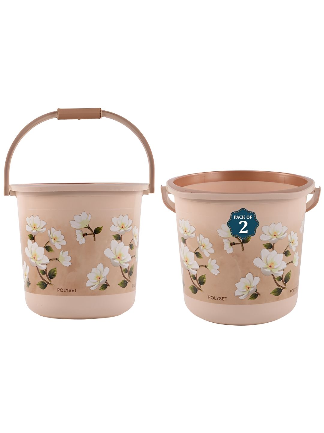 Aura Brown & White 2 Pieces Printed Bath Bucket 18L-picture-37