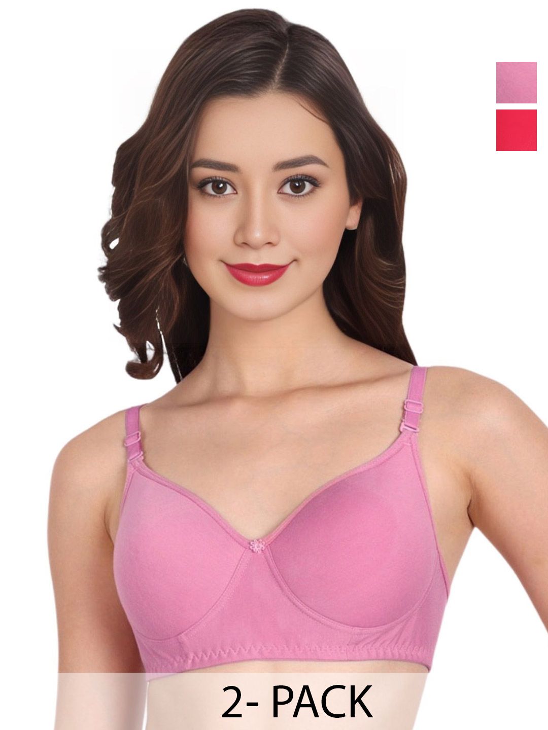 Liigne Pack of 2 Full Coverage Non Padded Cotton Bra