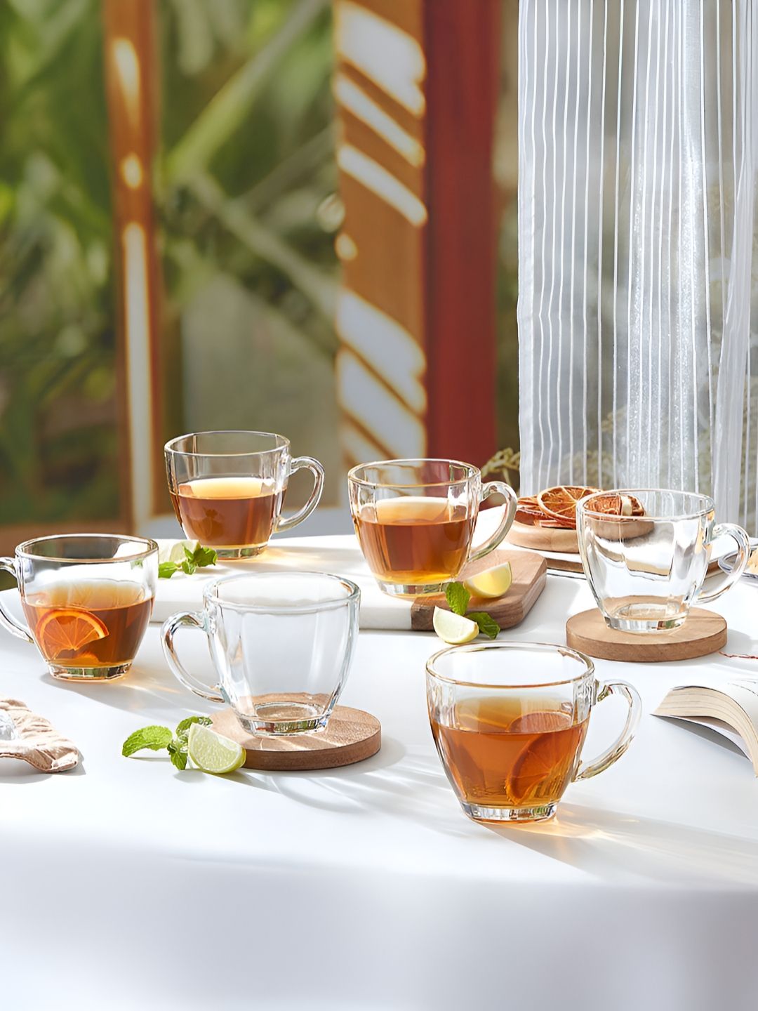 BOROSIL Oasis 6 Pieces Transparent Borosilicate Glossy Glass Mugs 600 ml