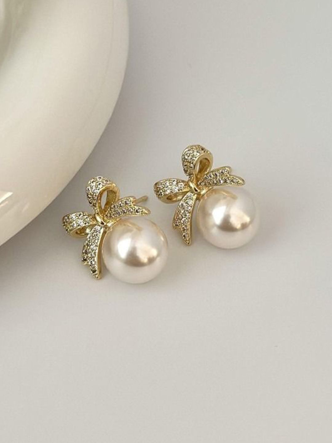 PASU FASHION Gold-Plated Pearls Beaded Quirky Studs-picture-17