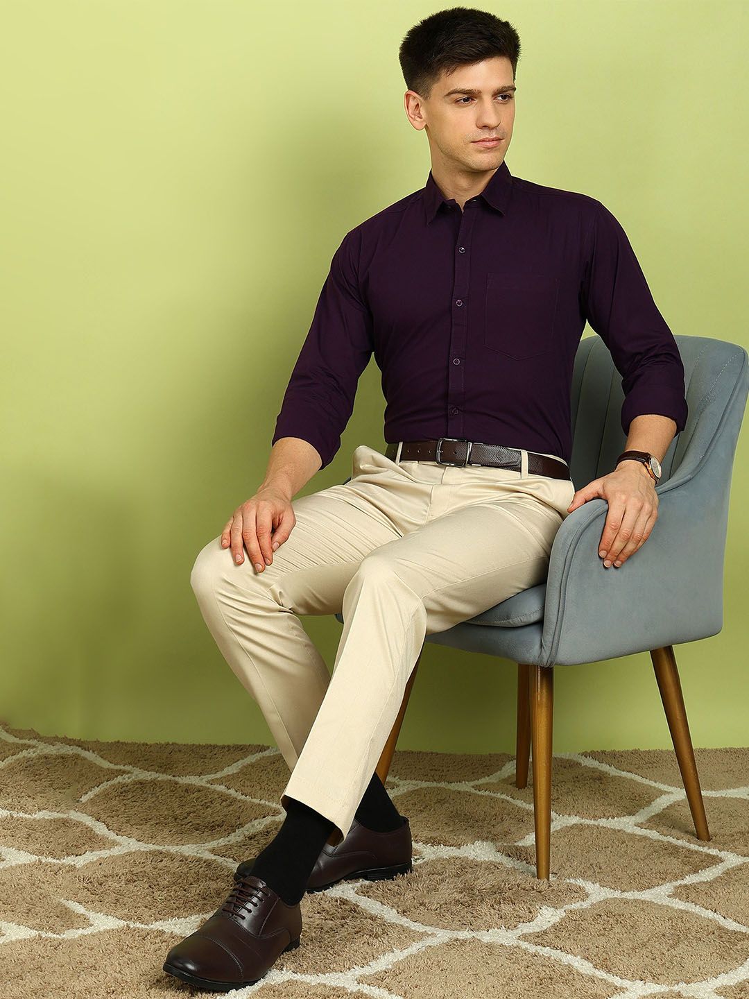 encore by INVICTUS Slim Fit Spread Collar Long Sleeves Formal Cotton Shirt-picture-49