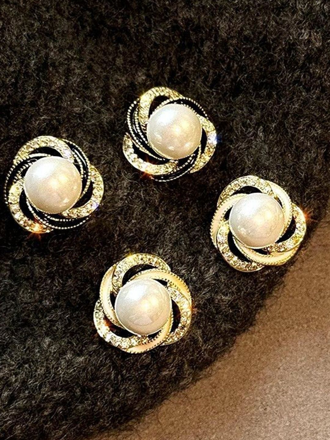 PASU FASHION Gold-Plated Artificial Stones Studded & Beads Beaded Floral Studs-picture-15