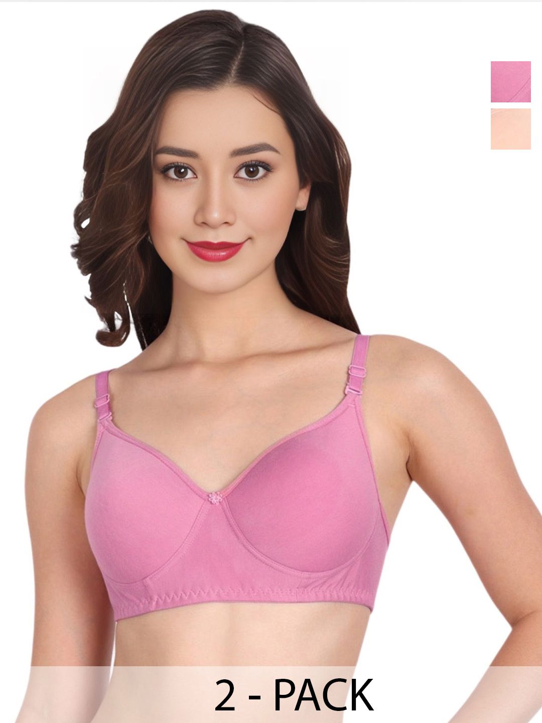 Liigne Pack of 2 Solid Non-Wired Lightly Padded Everyday Bra