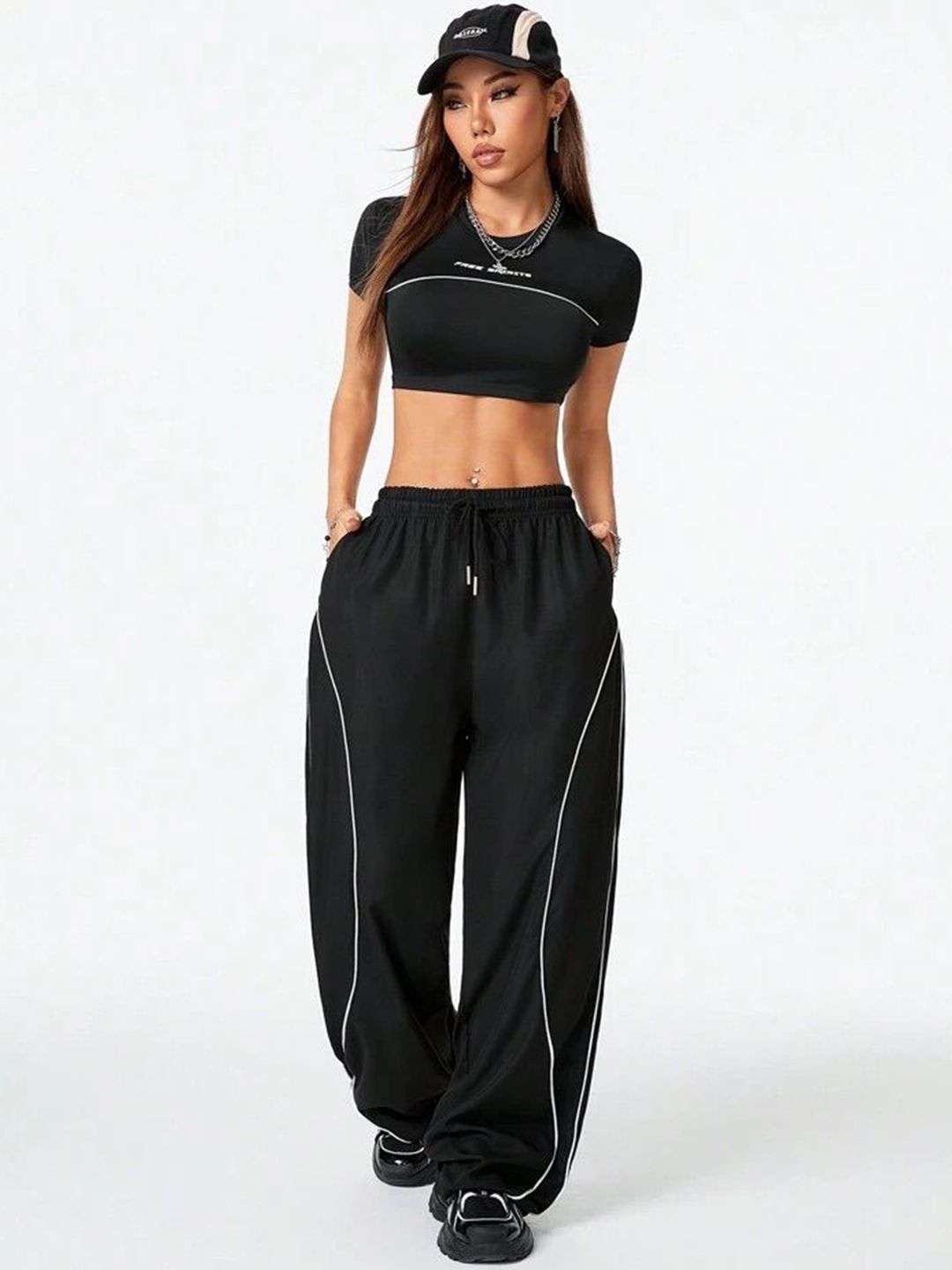 The Roadster Lifestyle Co Loose-Fit High-Rise Parachute Trousers-image-45