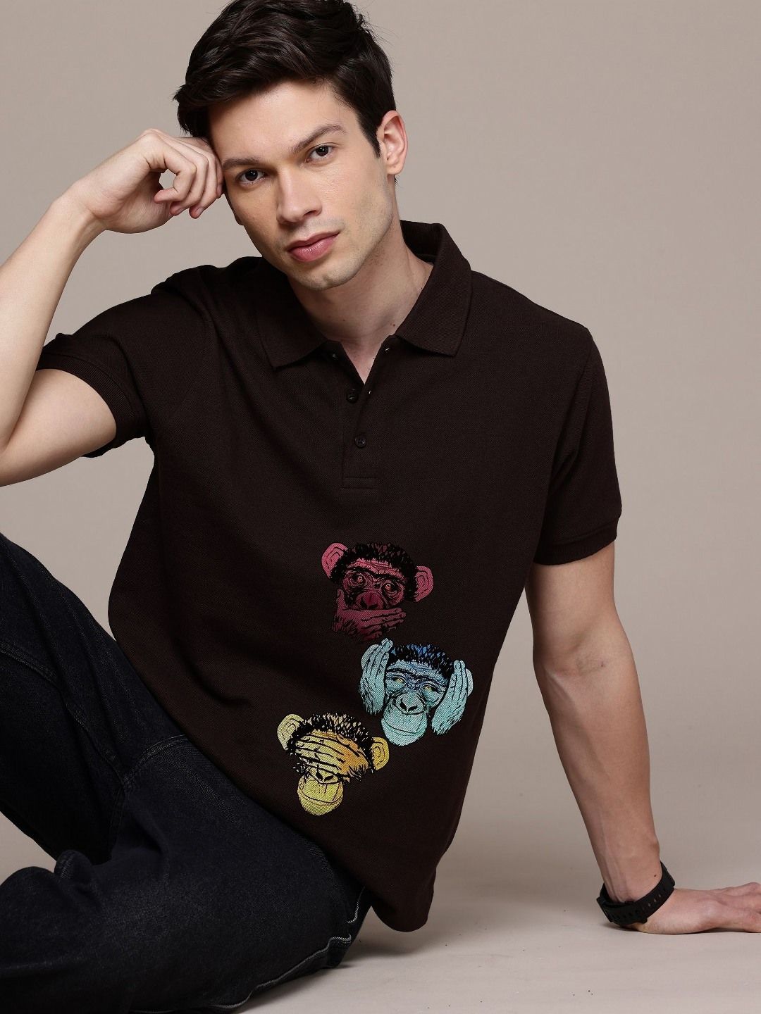 Moda Rapido Men Graphic Printed Polo Collar Cotton T-shirt-picture-30