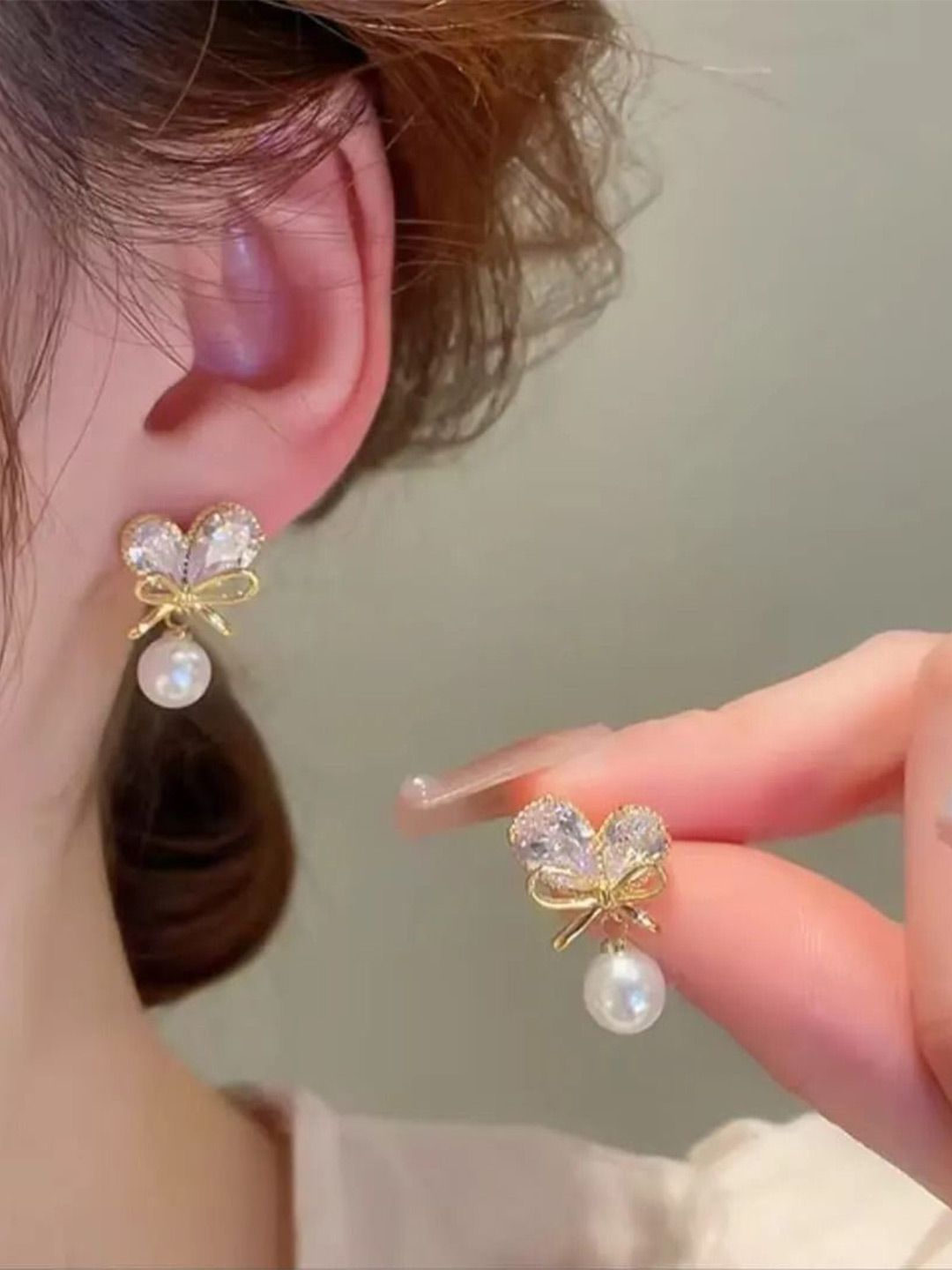 PASU FASHION Gold-Plated Pearls Beaded Contemporary Drop Earrings-picture-37