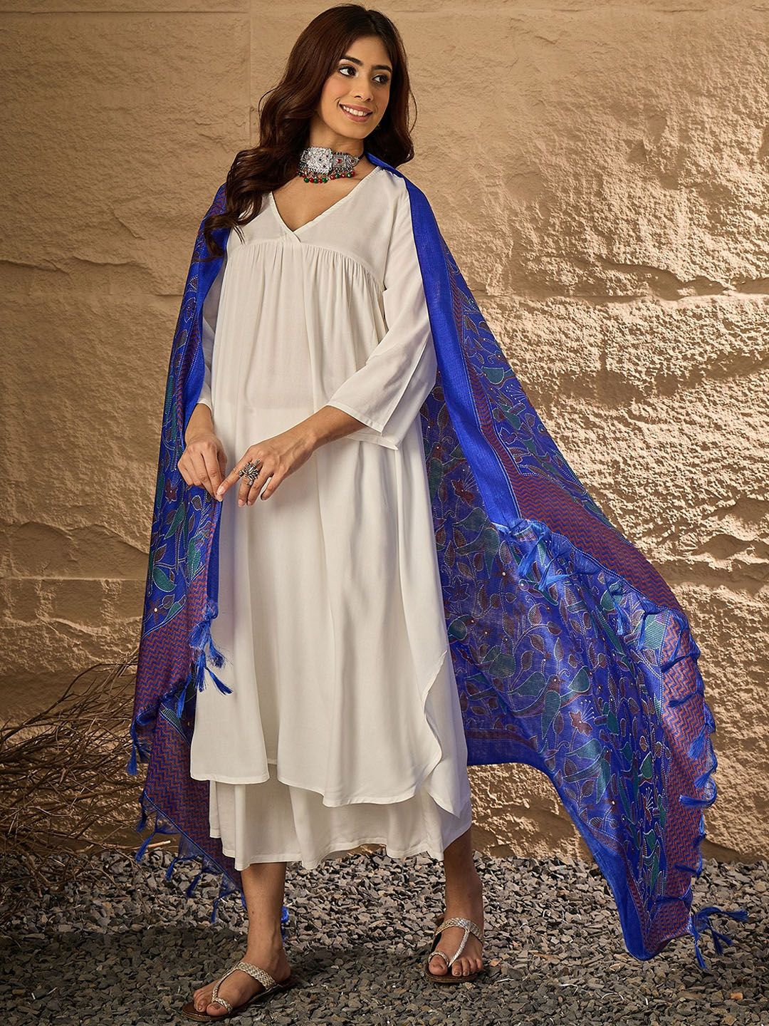 InWeave Women Regular Kurta with Palazzos & With Dupatta