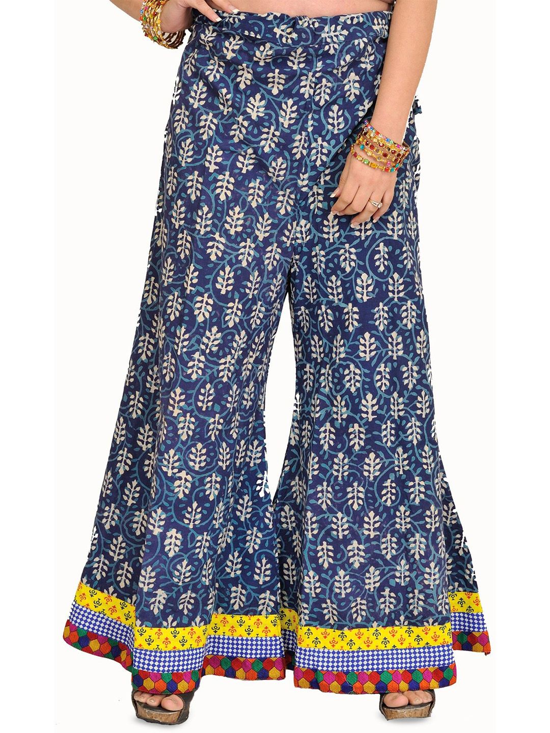 Exotic India Women Casual Palazzo Pants from Pilkhuwa with Printed Bootis and Patch Border-picture-51