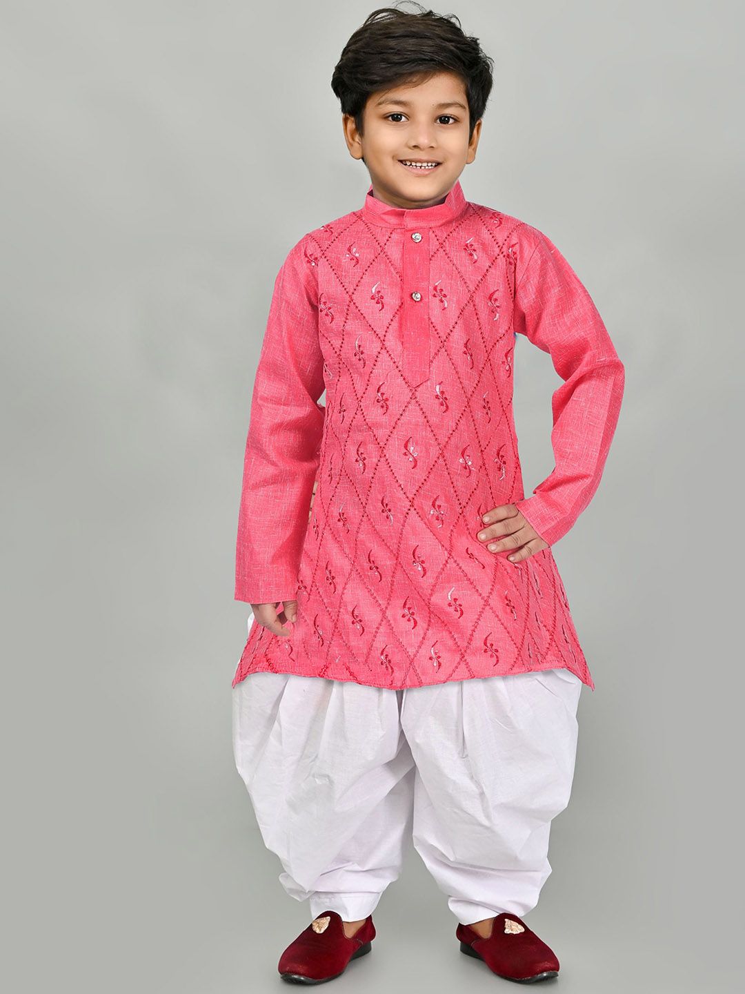 AHLAN APPARELS Boys Embroidered Regular Thread Work Kurta with Patiala &-picture-23