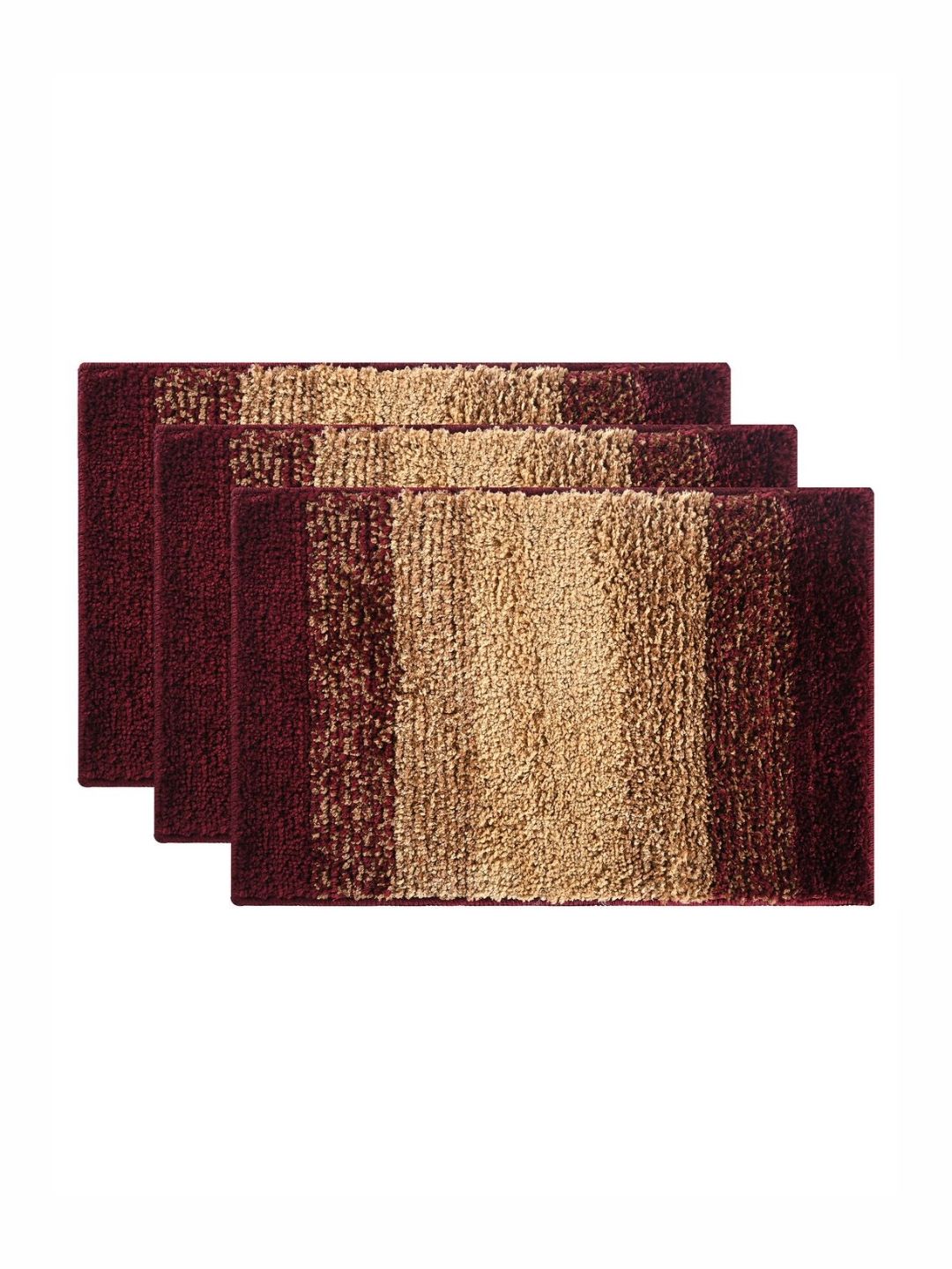 Aura 3 Pcs Maroon & Beige Anti Skid Long Lasting Bath Rugs-picture-14