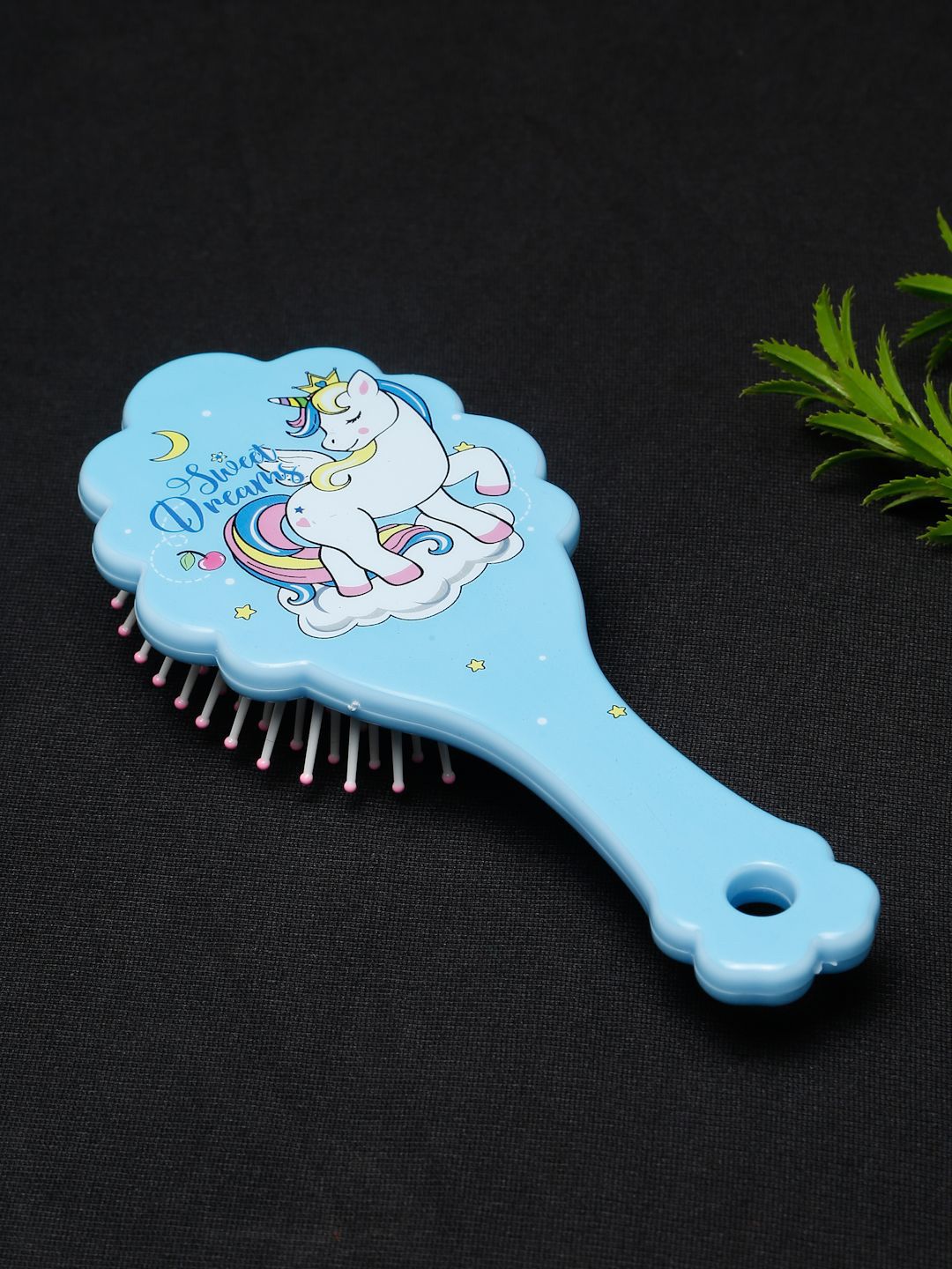 Stoln Unicorn Printed Zig Zag Shaped Hair Brush- Skyblue