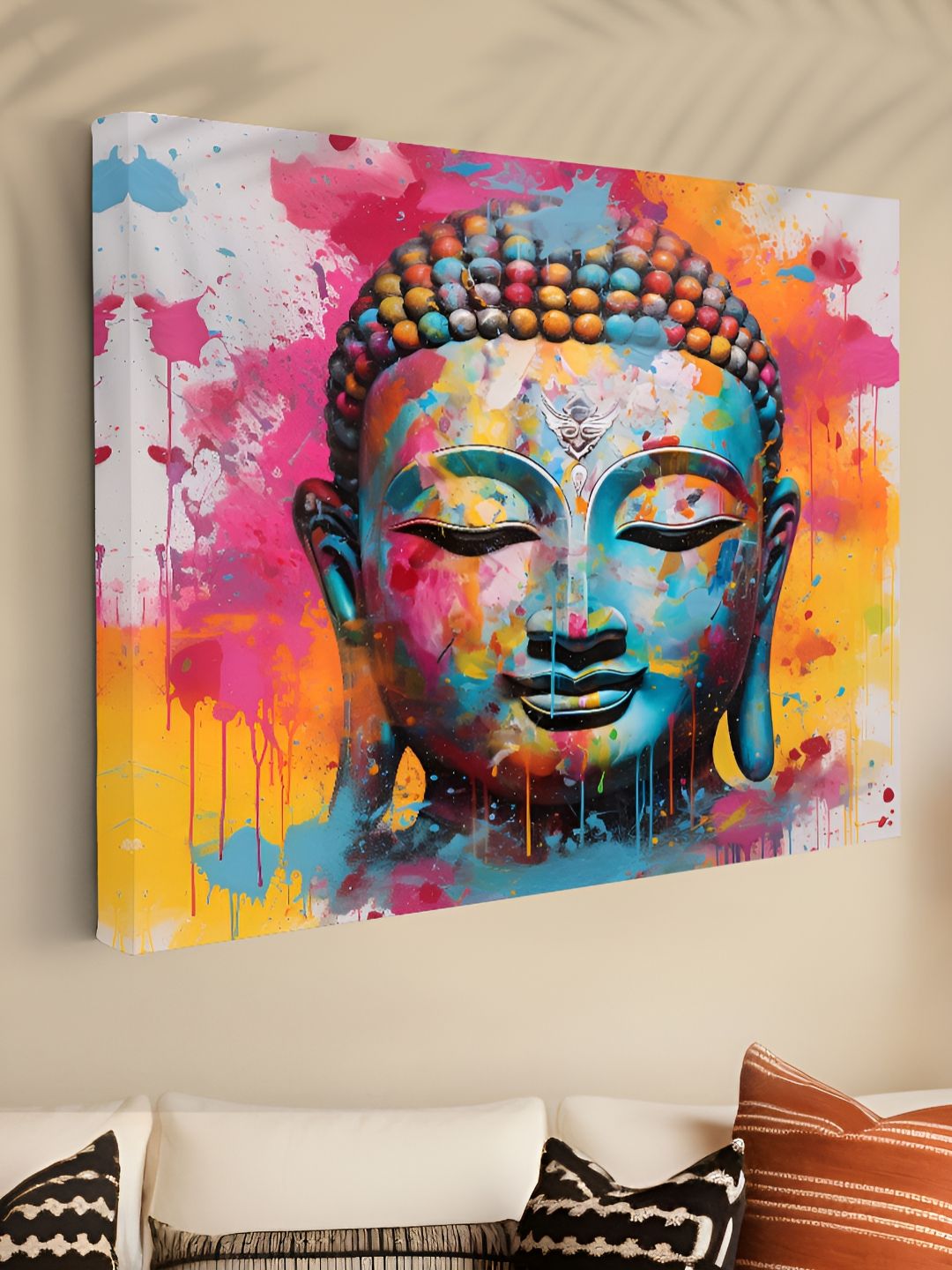 Myntra Elegant Homes Yellow & Blue Lord Buddha Religious Canvas Wall Art-picture-31