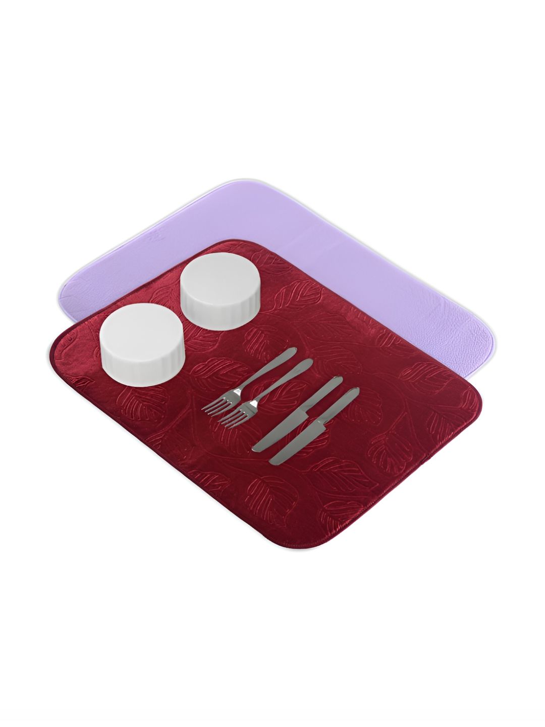 Aura 2Pcs Purple & Maroon Microfibre Crockery Dish Drying Kitchen Mats-image-22