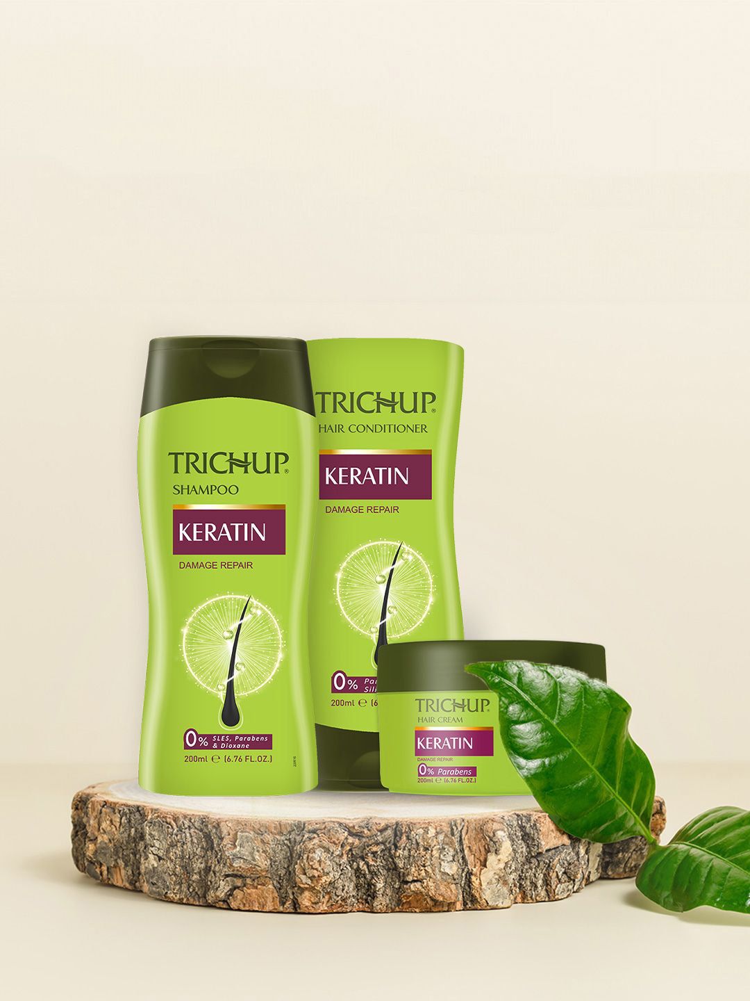 TRICHUP Set Of 3 Keratin Damage Repair Shampoo, Conditioner & Hair Cream - 200 ml Each-image-30