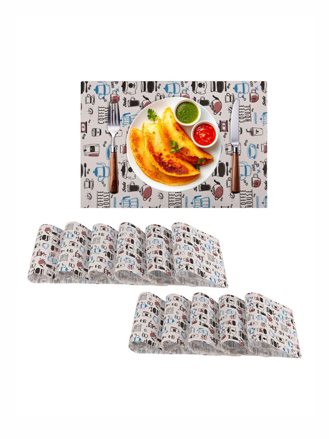 Aura 12-Pcs Blue & White Printed Table Placemats-picture-27