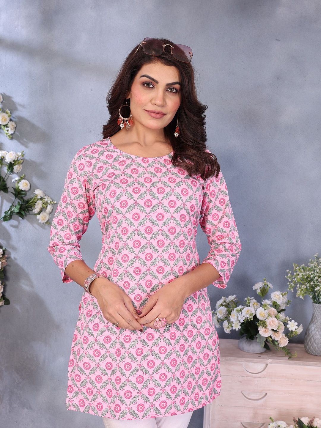 Royal Export Floral Printed Round Neck Straight Short Kurta-picture-16