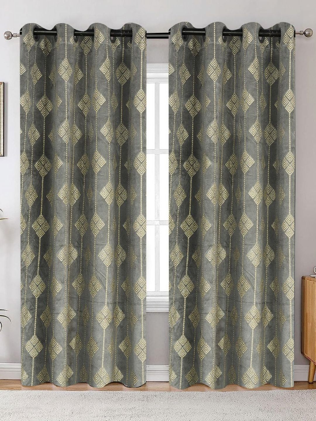 RRC Grey Set of 2 Room Darkening Door Curtain-picture-16
