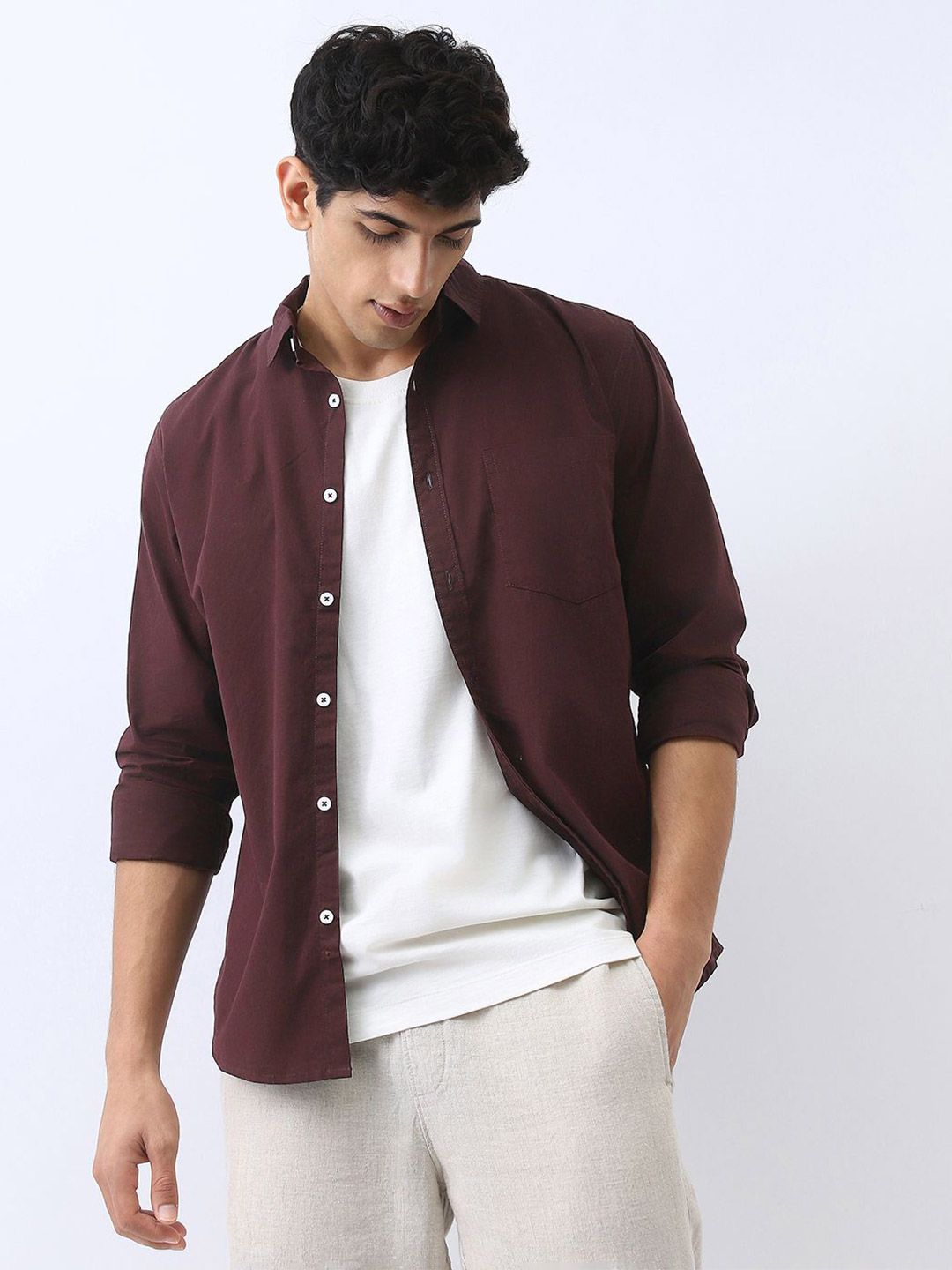 Urbano Fashion Men's Cocoa Cotton Full Sleeve Regular Fit Casual Solid Shirt-picture-26