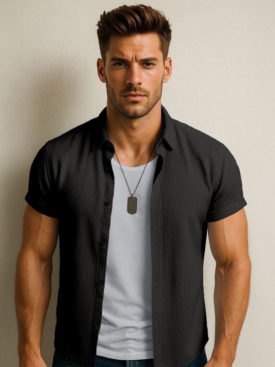 SWADESI STUFF Self Design Comfort Fit Casual Shirt-picture-56