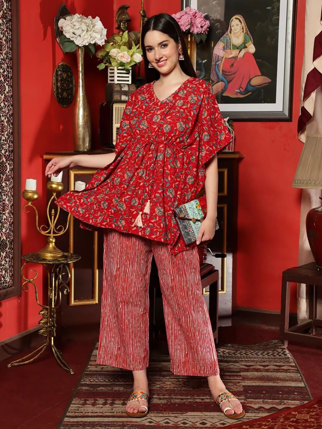 BANDIA Printed Pure Cotton Tunic & Trousers Co-ords