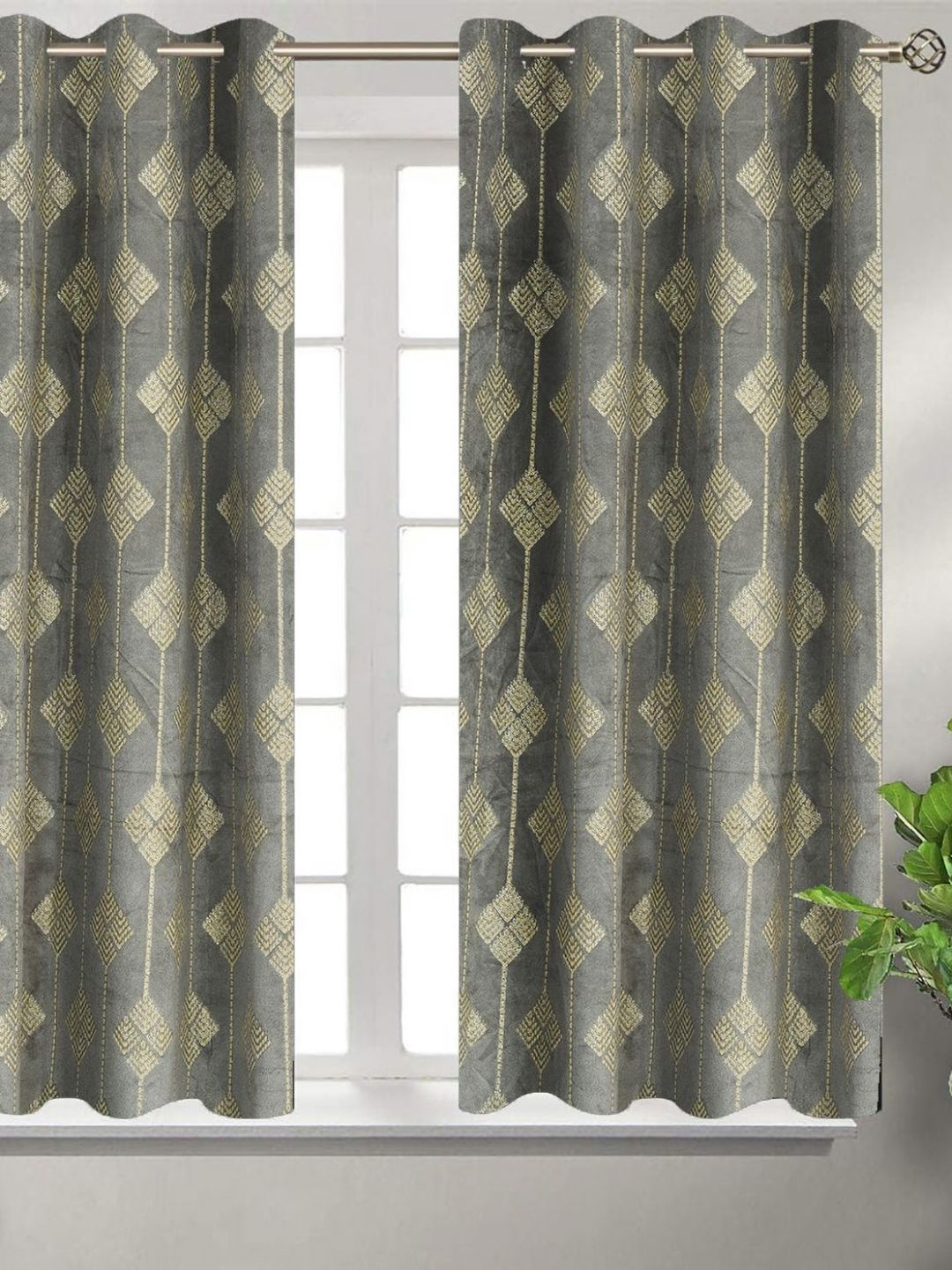 Myntra Elegant Homes Grey Set of 2 Room Darkening Window-picture-33