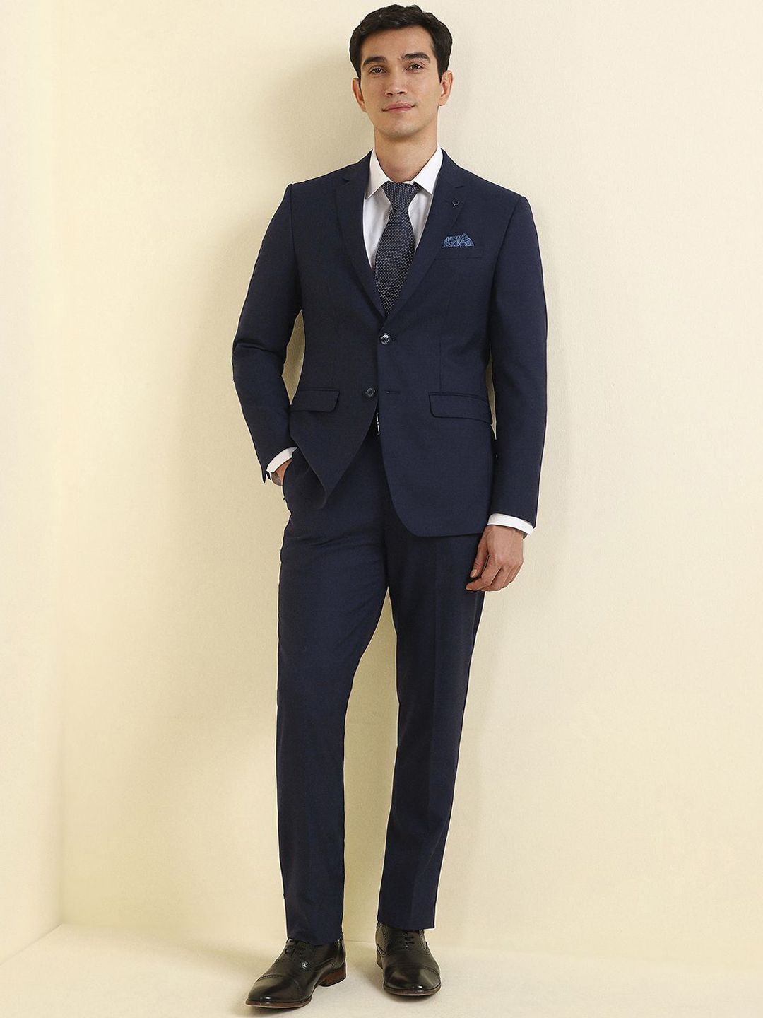 Allen Solly Textured 2-Pc Slim Fit Single Breasted Notched Collar Formal Suit-picture-16