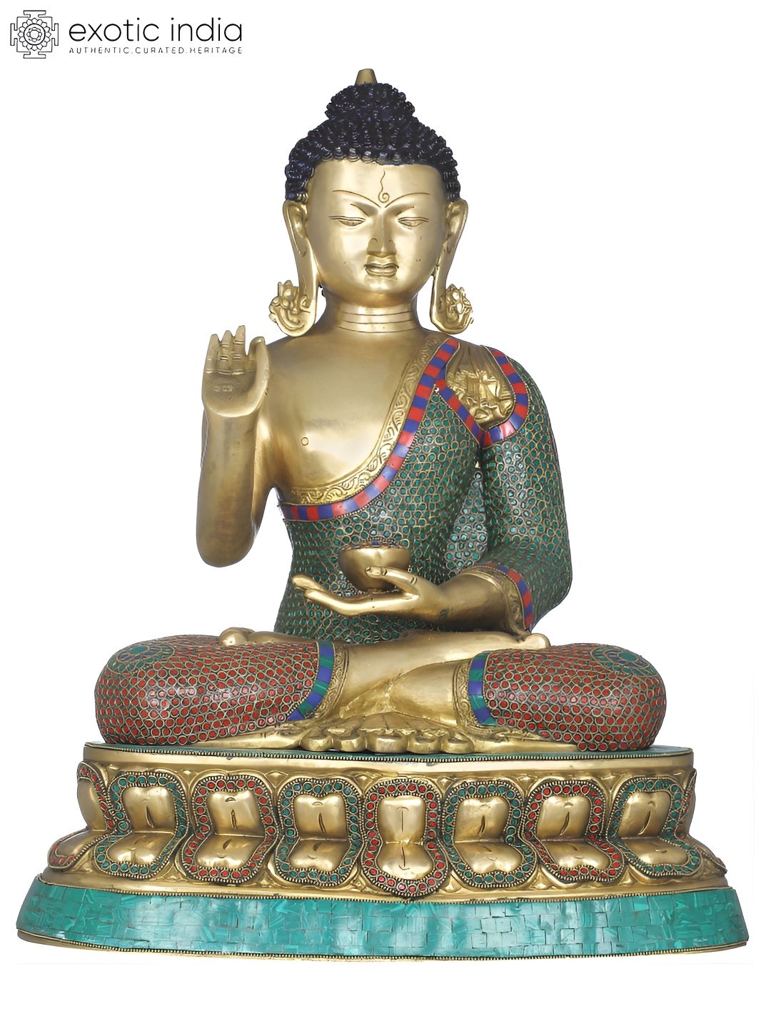 Exotic India Gold-Toned & Grey Buddha Idol Showpiece-image-39