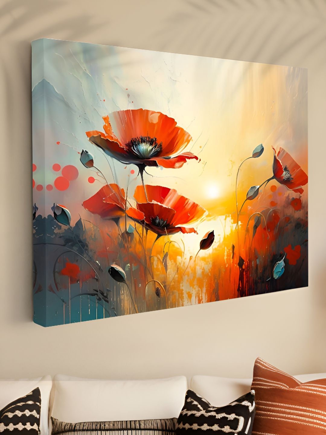 Myntra Elegant Homes Yellow & Orange 1 Piece Canvas Floral and Botanical Wall Paintings-picture-13