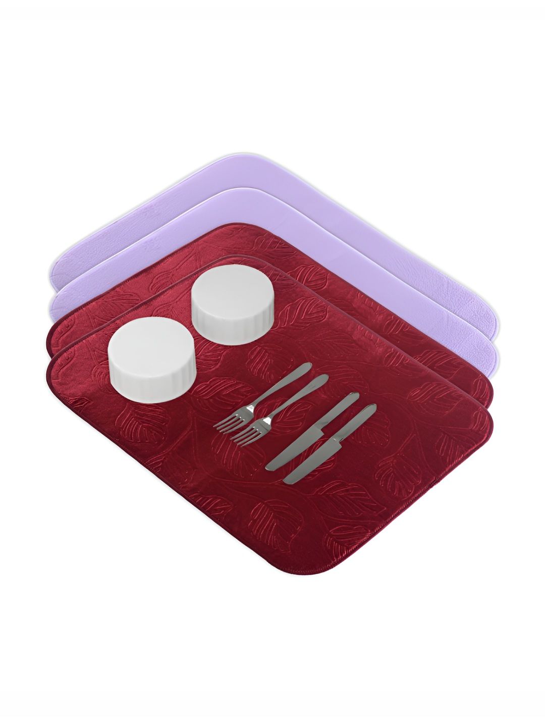 Aura 4-Pcs Purple & Maroon Floor Microfiber Crockery Dish Drying Kitchen Mats-image-39