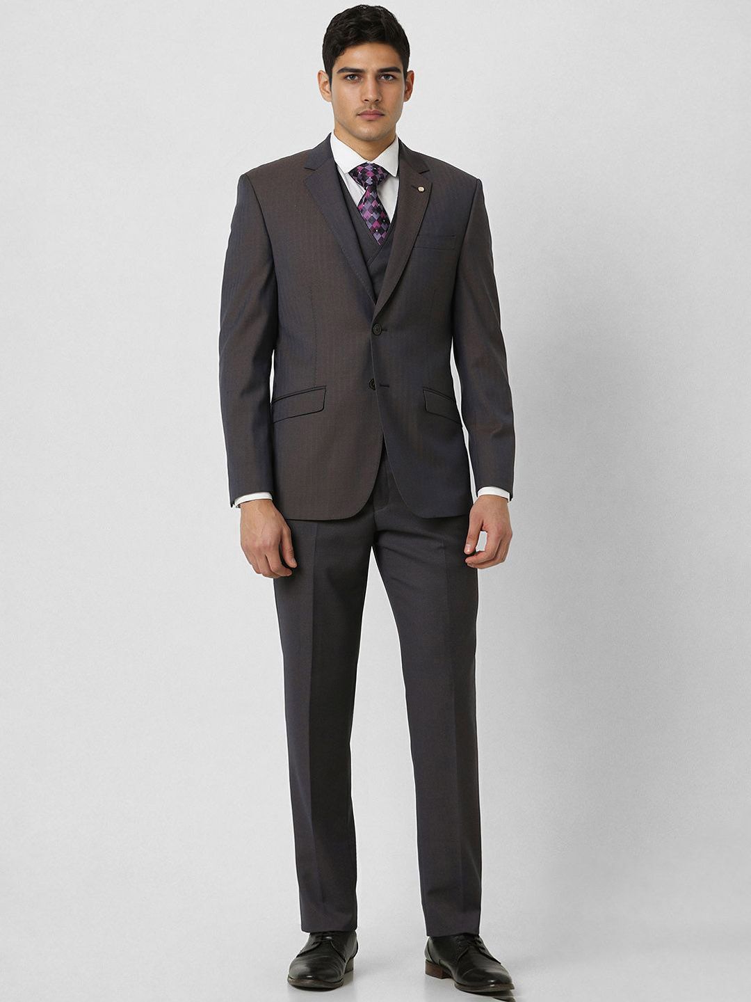 Van Heusen Textured Slim Fit Formal Four Piece Suit-image-44
