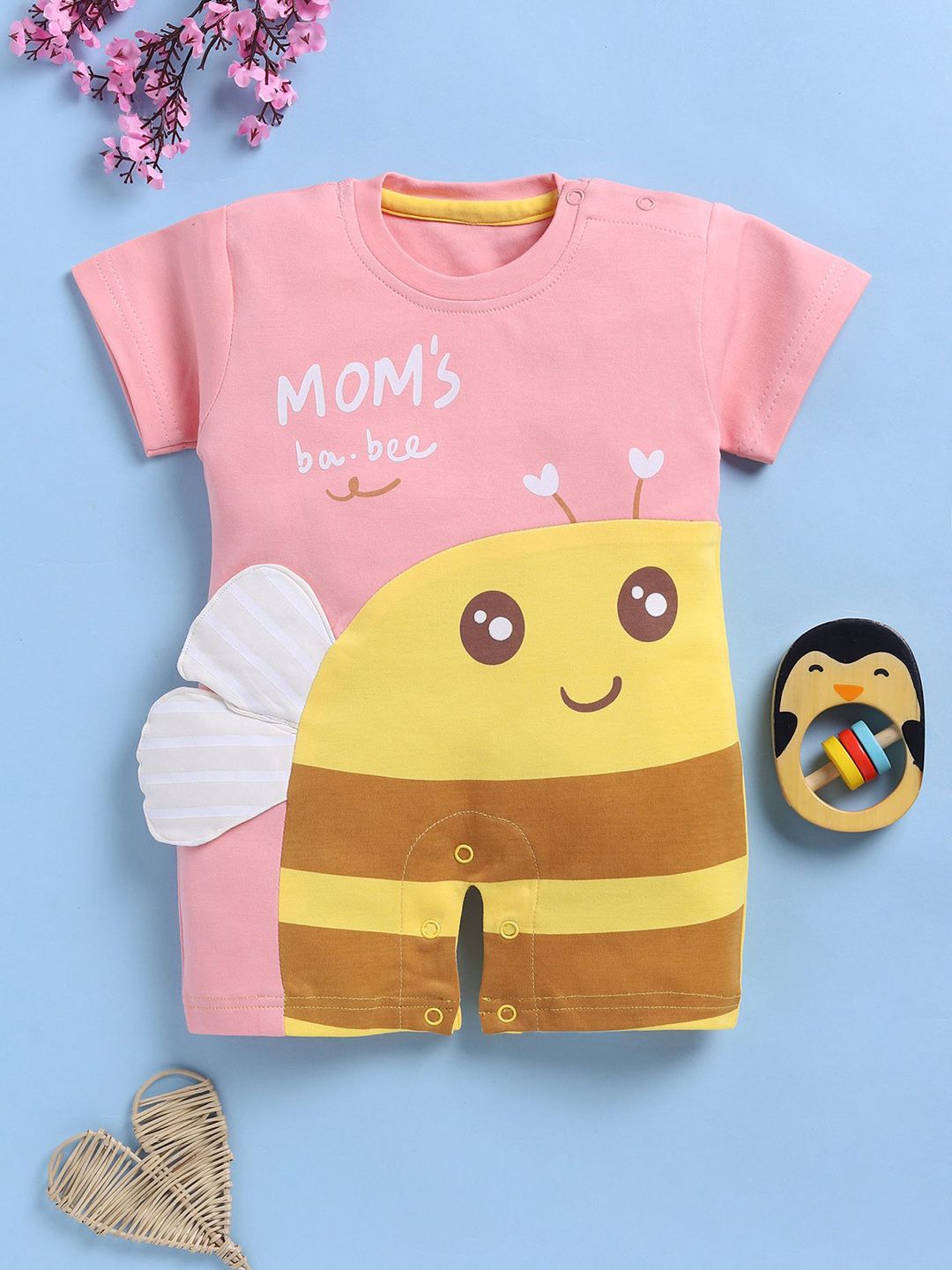 Toonyport Infants Printed Pure Cotton Round Neck Rompers