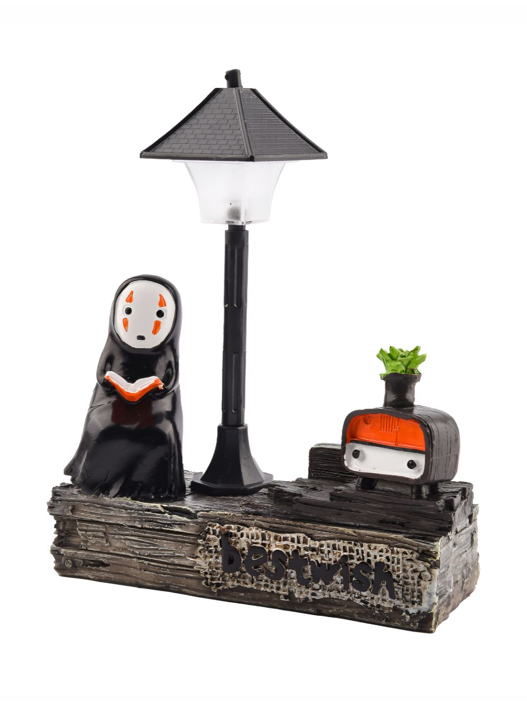 COMICSENSE Black Printed Acrylic Frusturical Shaped Table Lamp-image-27