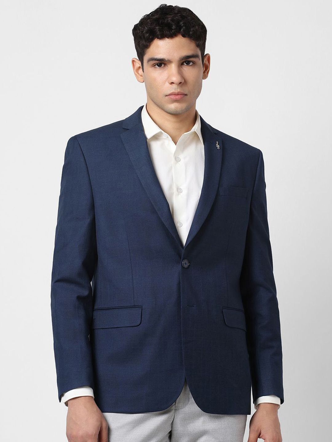 Van Heusen Self Designed Notched Lapel Collar Slim-Fit Single Breasted Blazer-picture-32