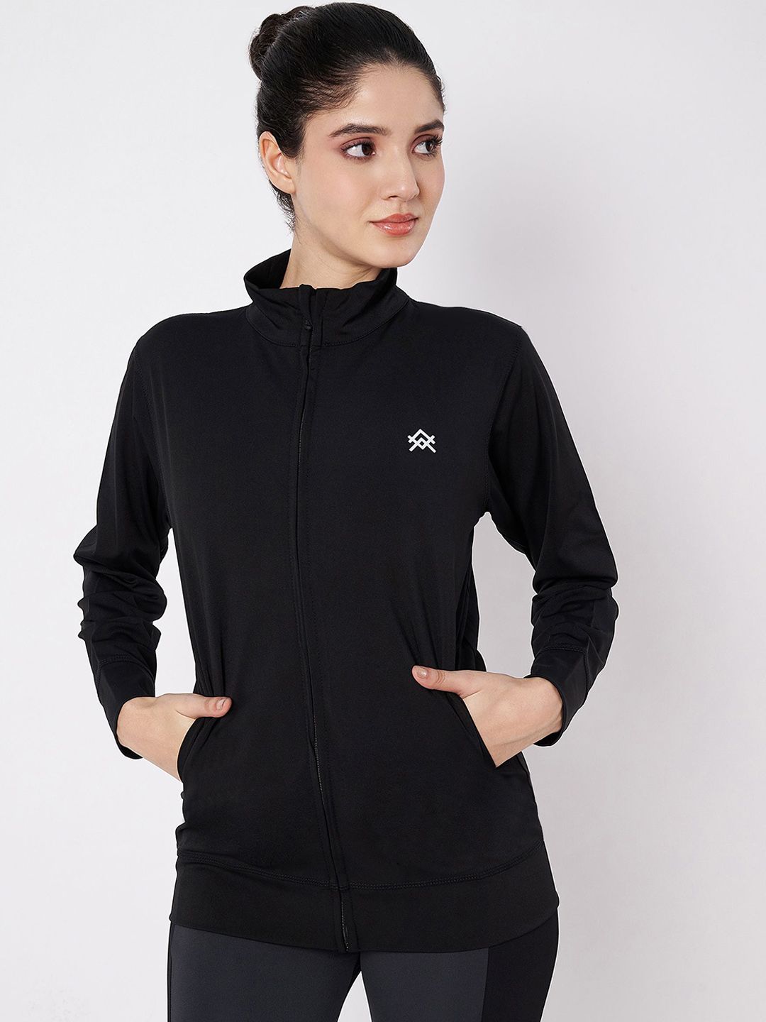 AVA TROIS Women Rapid-Dry Lightweight Solid Mock Collar Sporty Jacket