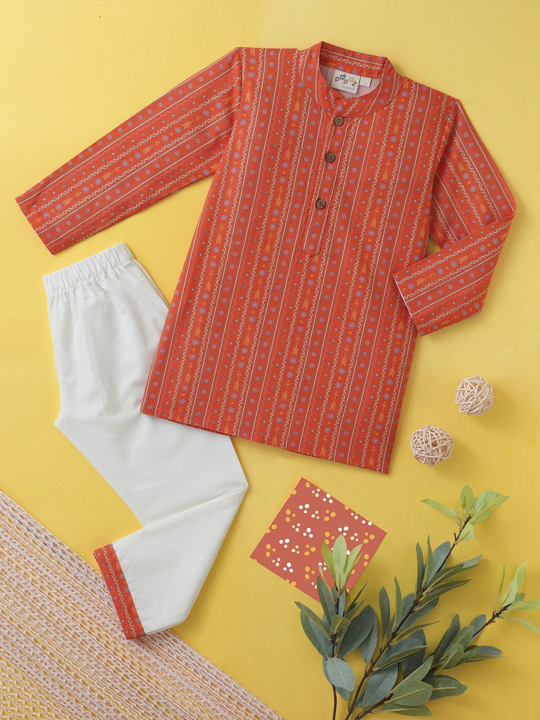 Desi Soota Boys Printed Regular Pure Cotton Kurta with Pyjamas-picture-12