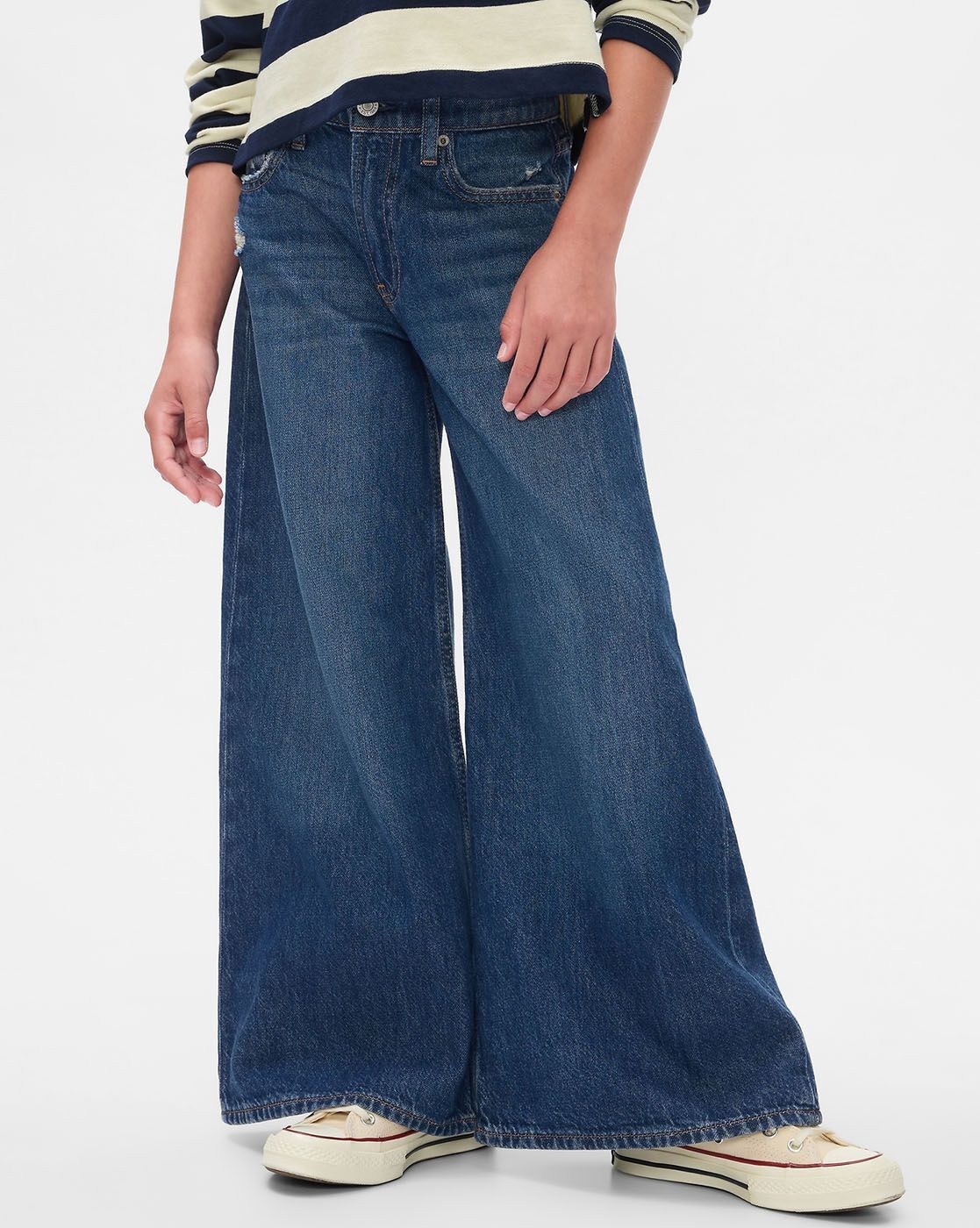 GAP Girls Low Distress Light Fade Pure Cotton Baggy Jeans