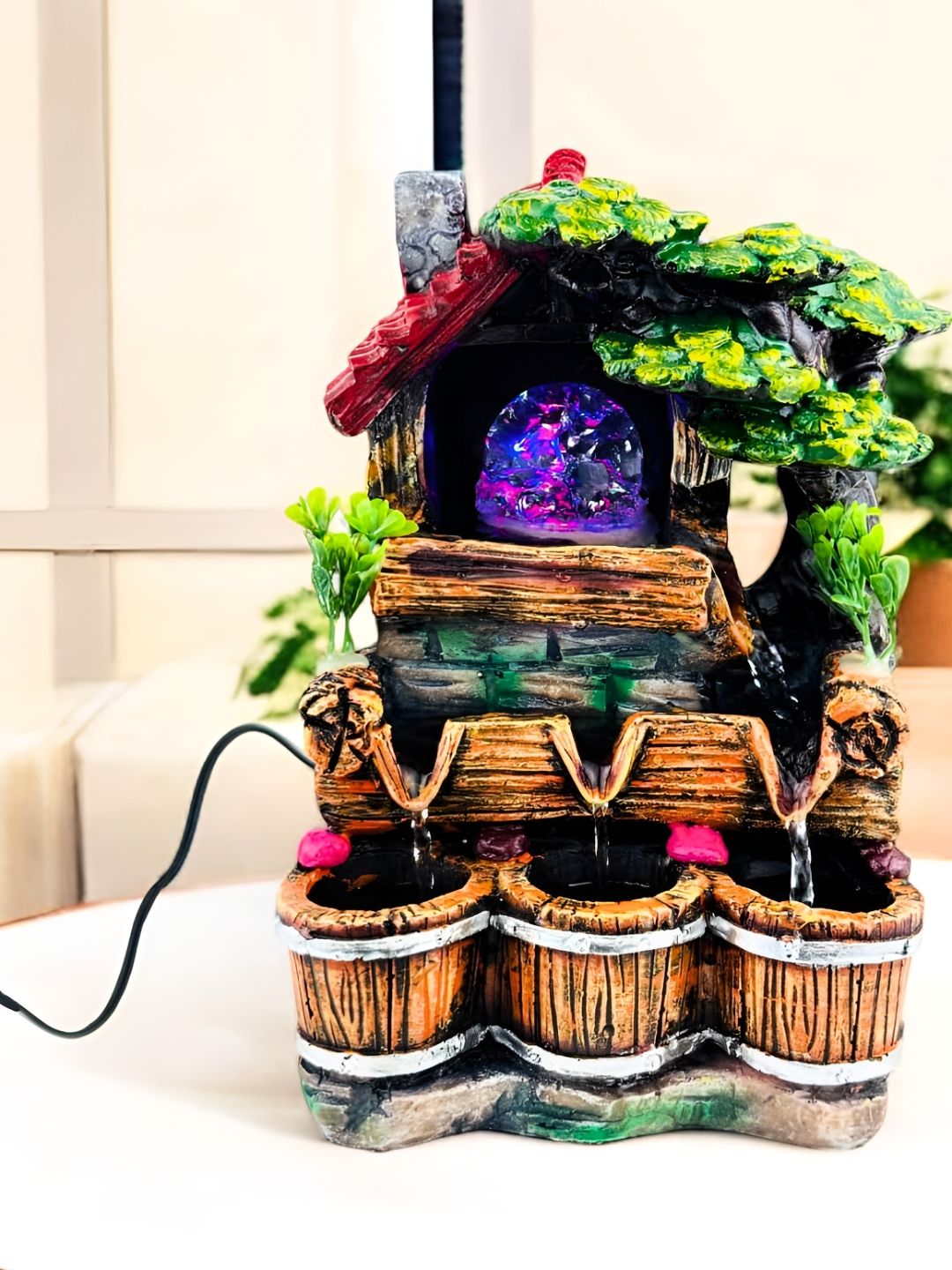 Go Hooked Polyresin Waterfall Fountain with LED Lights & Adjustable Speed Control-picture-40