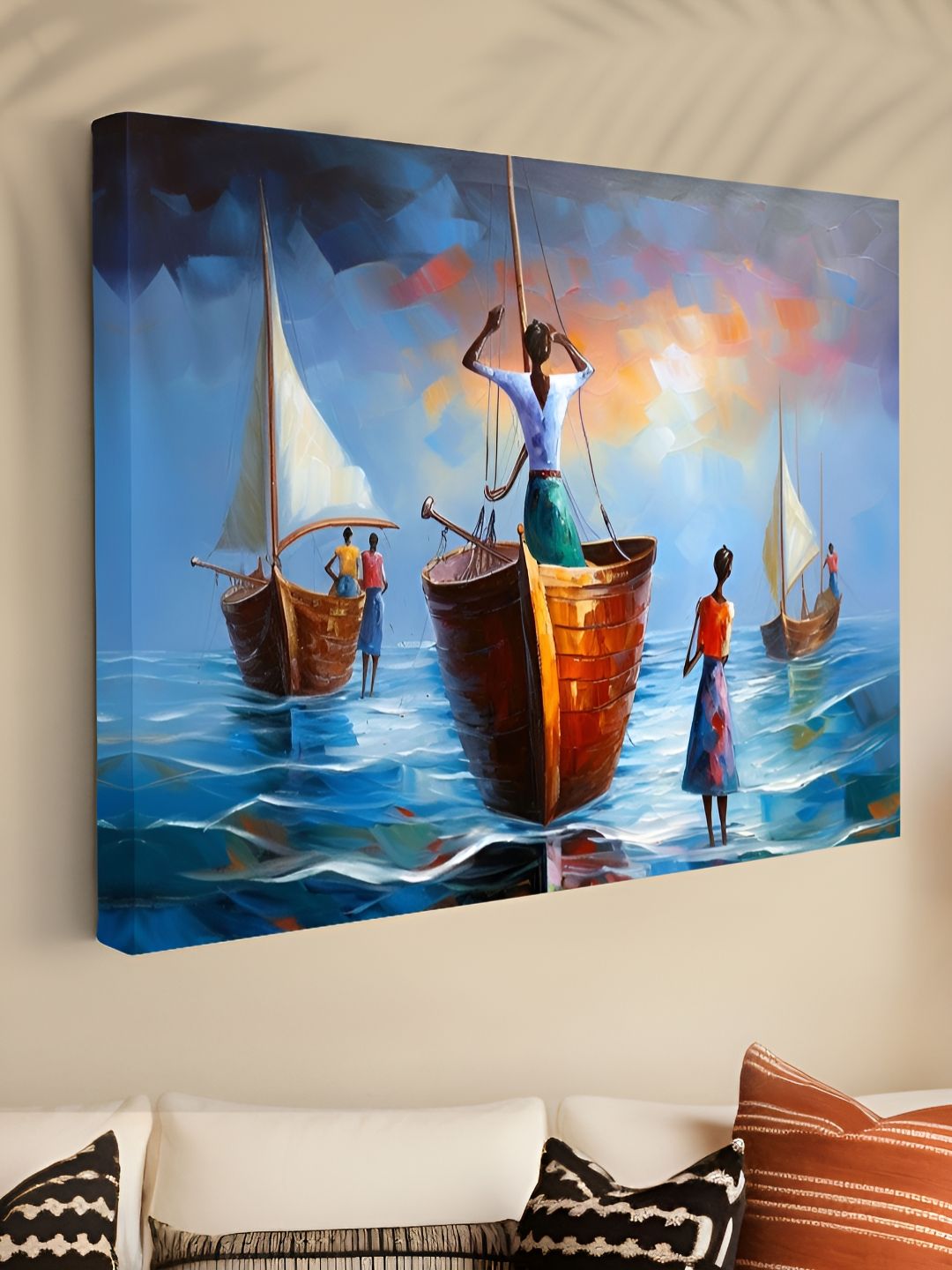 Myntra Elegant Homes Blue & Brown 1 Piece Canvas Other Wall Paintings-picture-32