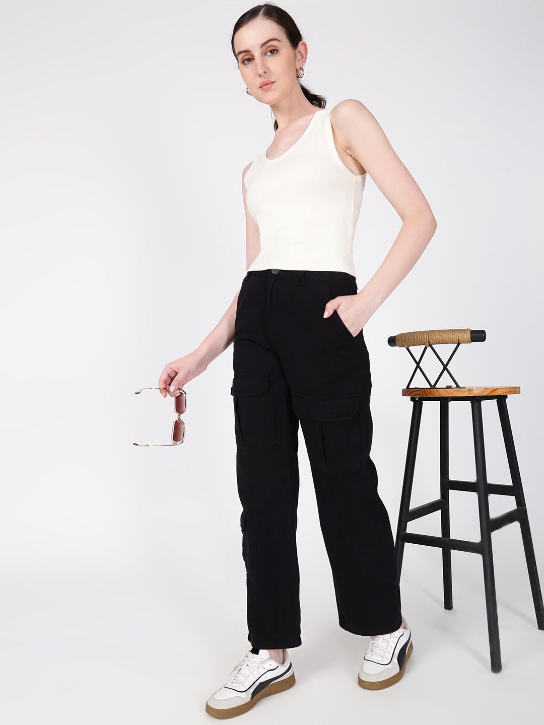 Buy IVOC Women High Rise Straight Fit Cargos - Trousers for Women ...