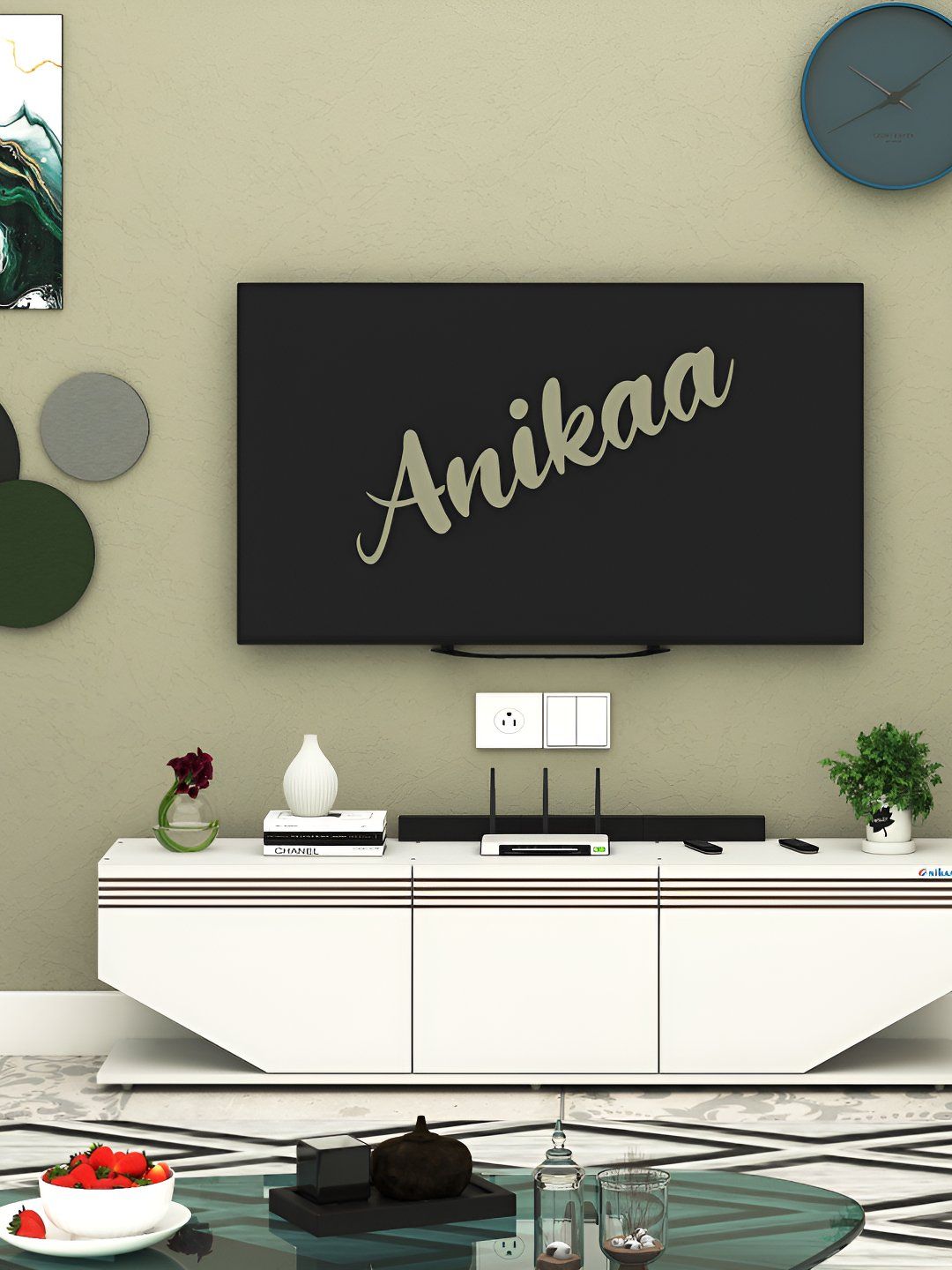 ANIKAA Brown Particle Wood Velora Floor Standing TV Entertainment Unit