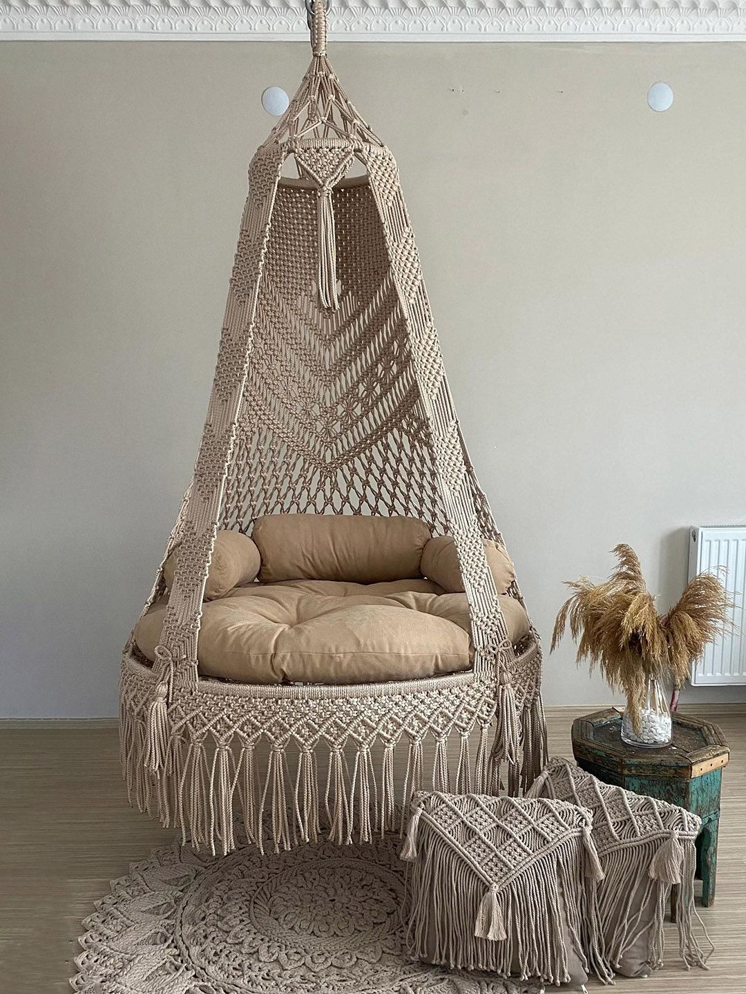 Alaaya Decor Beige Round Shaped Hammock Swing
