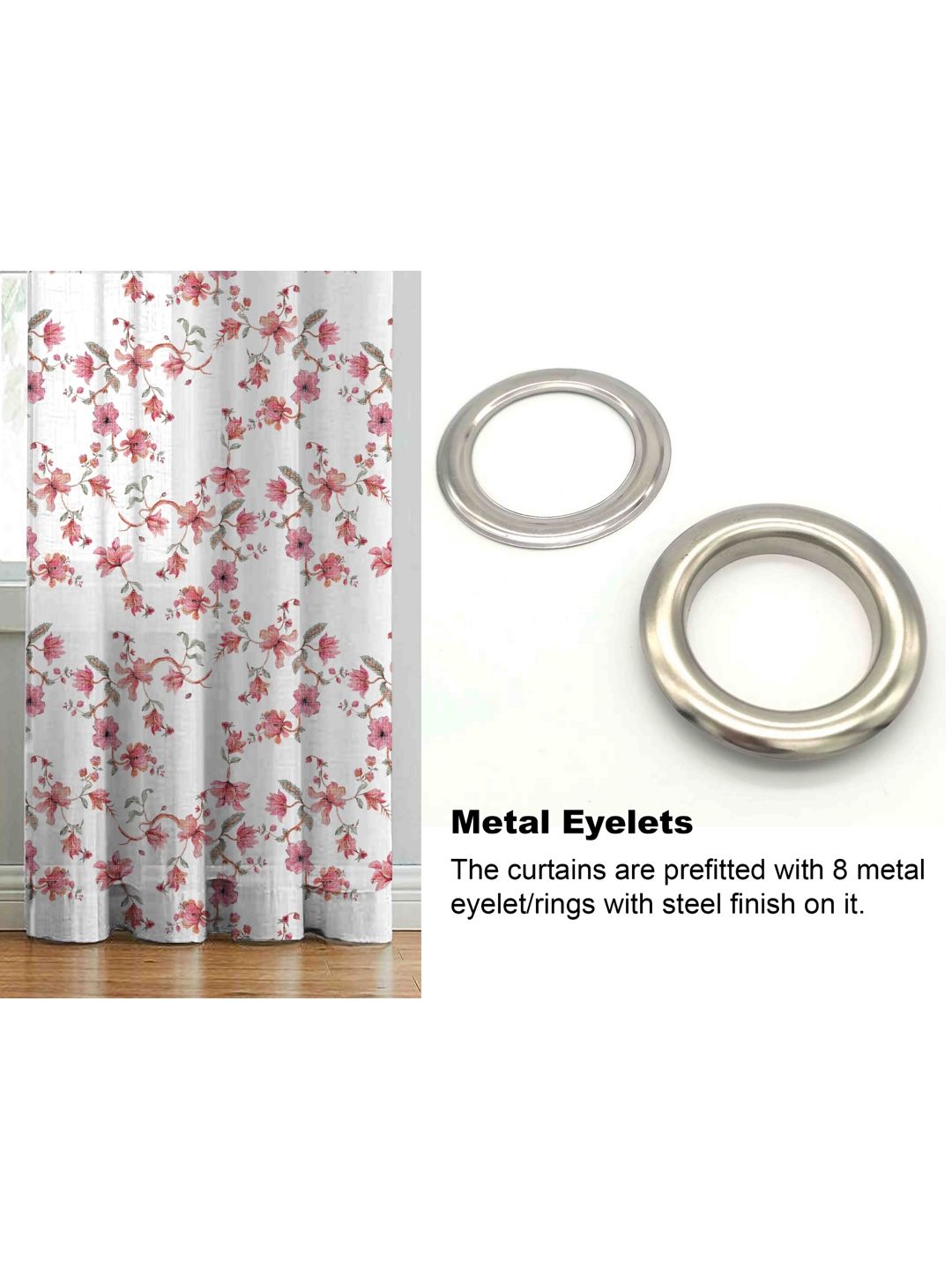 myntra elegant homes Aura White & Pink Set of 2 Floral Long Door Curtain-picture-11