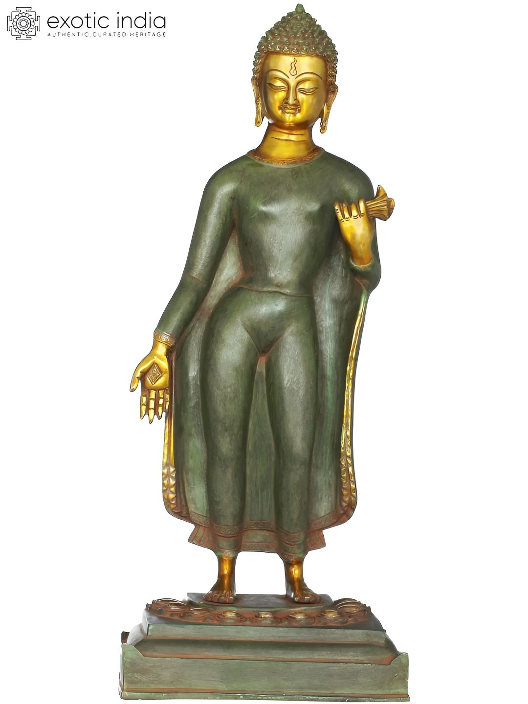 Exotic India Green & Gold Toned Buddha Idol Showpiece-picture-36