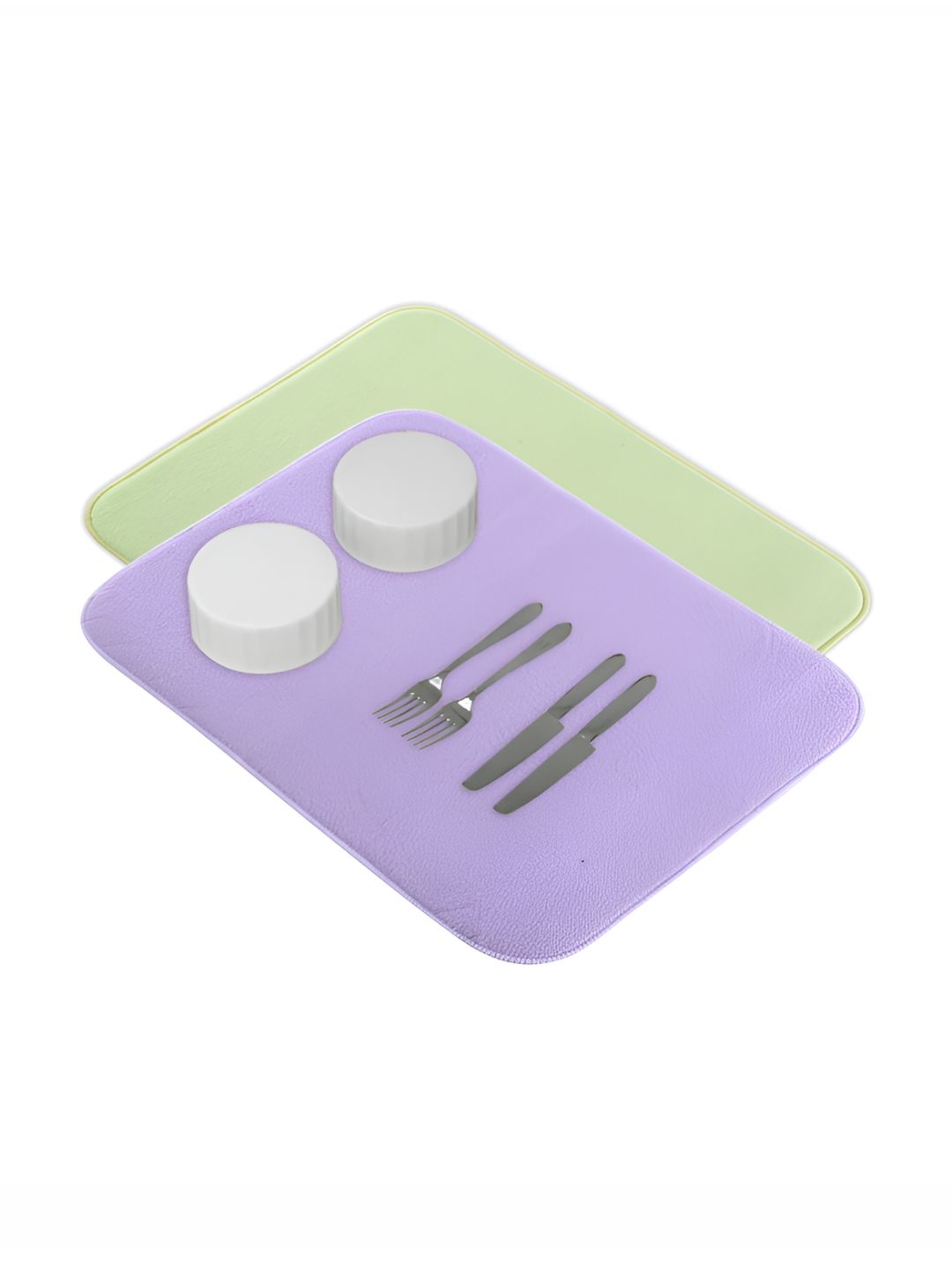 Aura 2-Pcs Purple & Green Floor Microfiber Crockery Dish Drying Kitchen Mats-image-39
