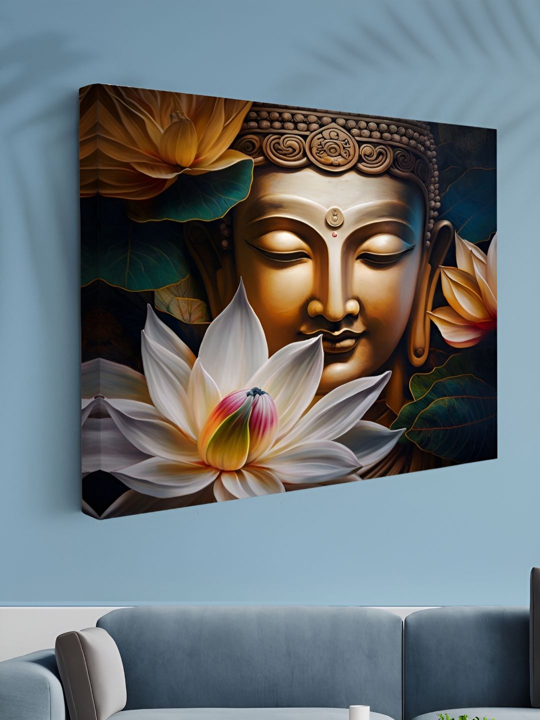 Aura Gold-Toned & White 1 Piece Canvas Other Wall Paintings-image-1